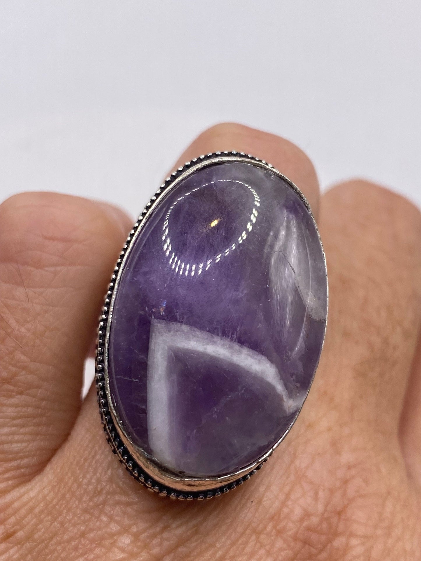 Vintage Genuine Purple Amethyst Boho Cocktail Statement Ring