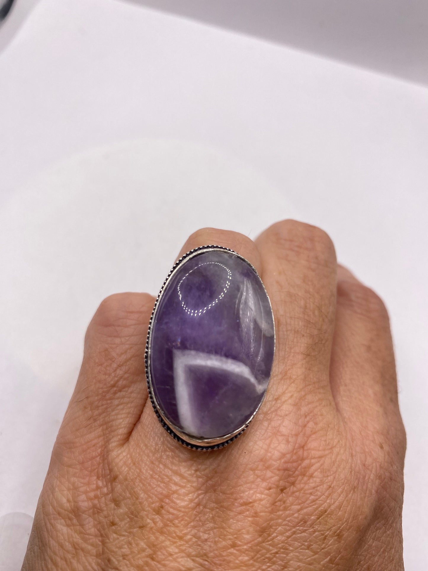 Vintage Genuine Purple Amethyst Boho Cocktail Statement Ring