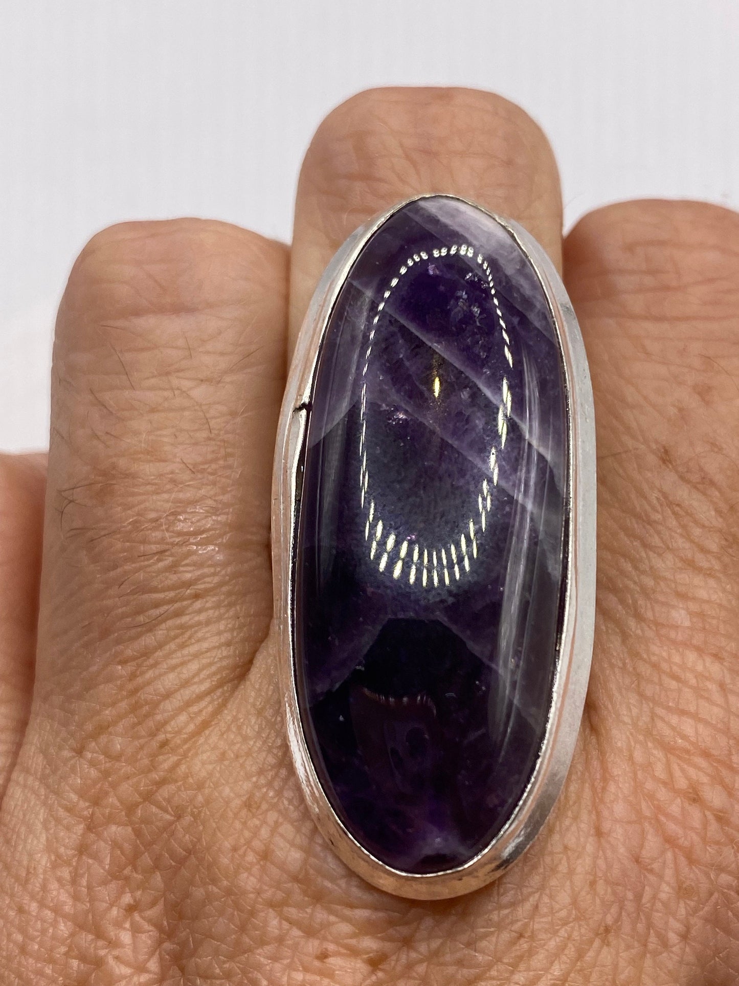 Vintage Genuine Purple Amethyst Boho Cocktail Statement Ring