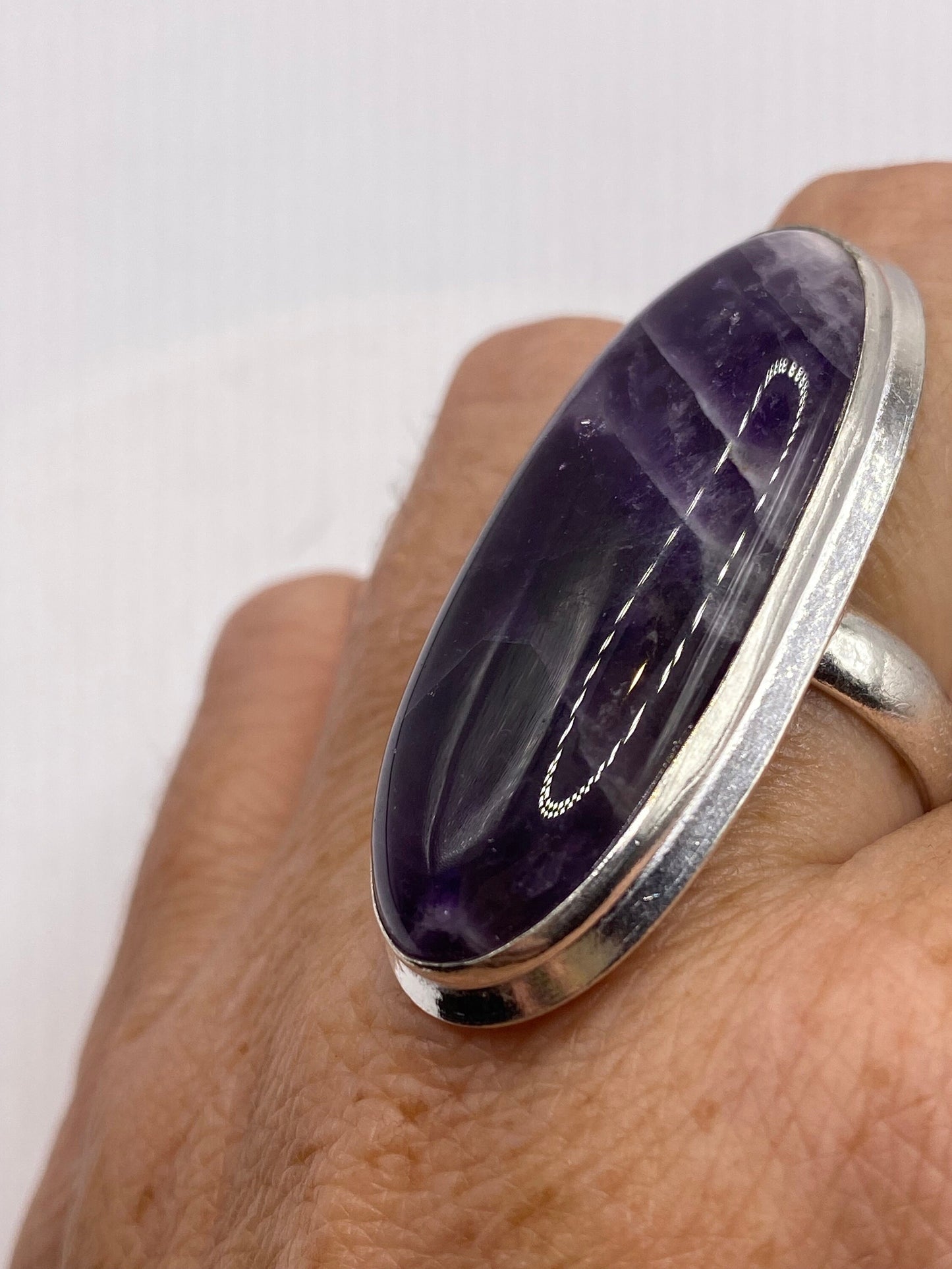 Vintage Genuine Purple Amethyst Boho Cocktail Statement Ring