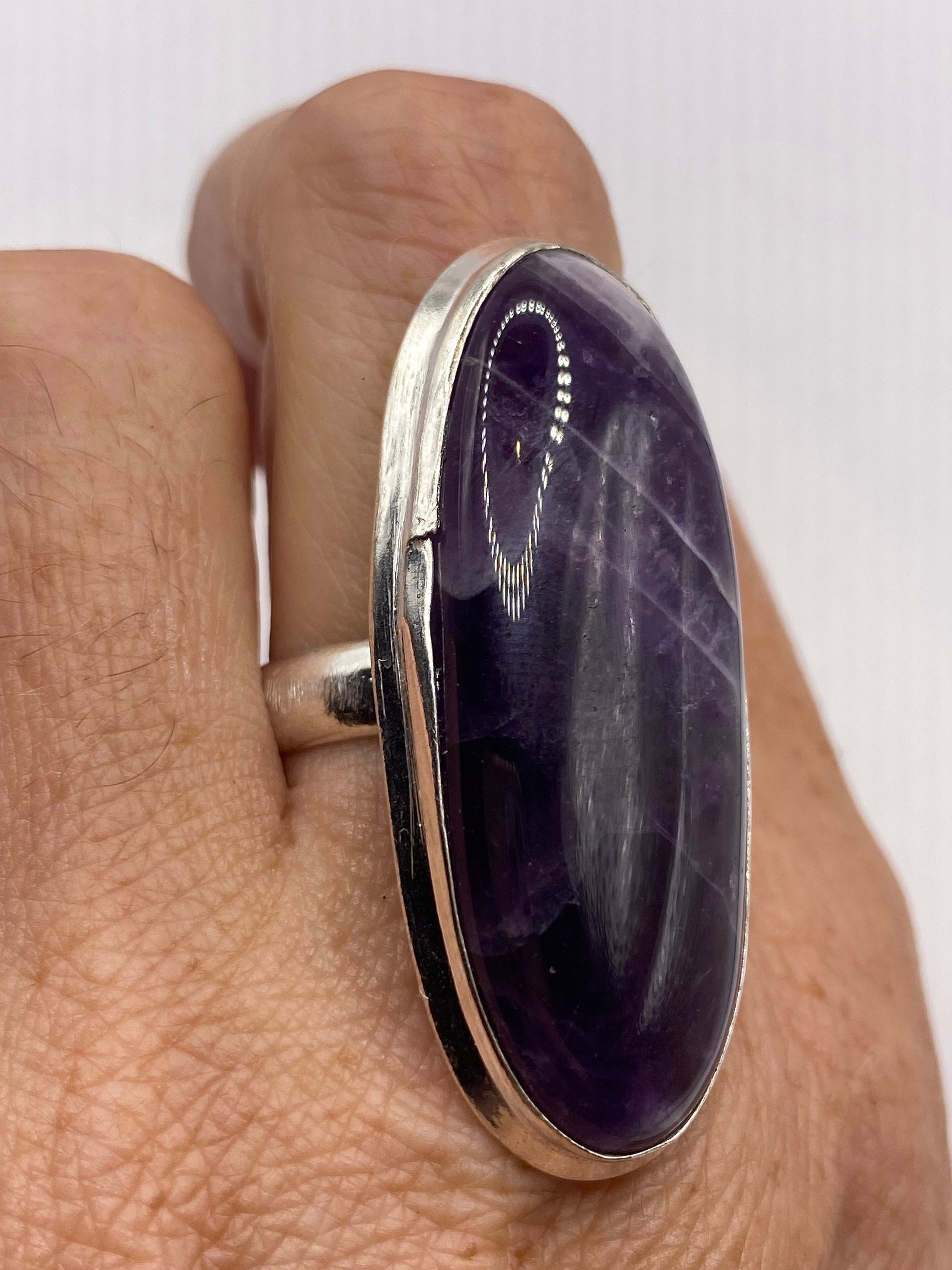 Vintage Genuine Purple Amethyst Boho Cocktail Statement Ring