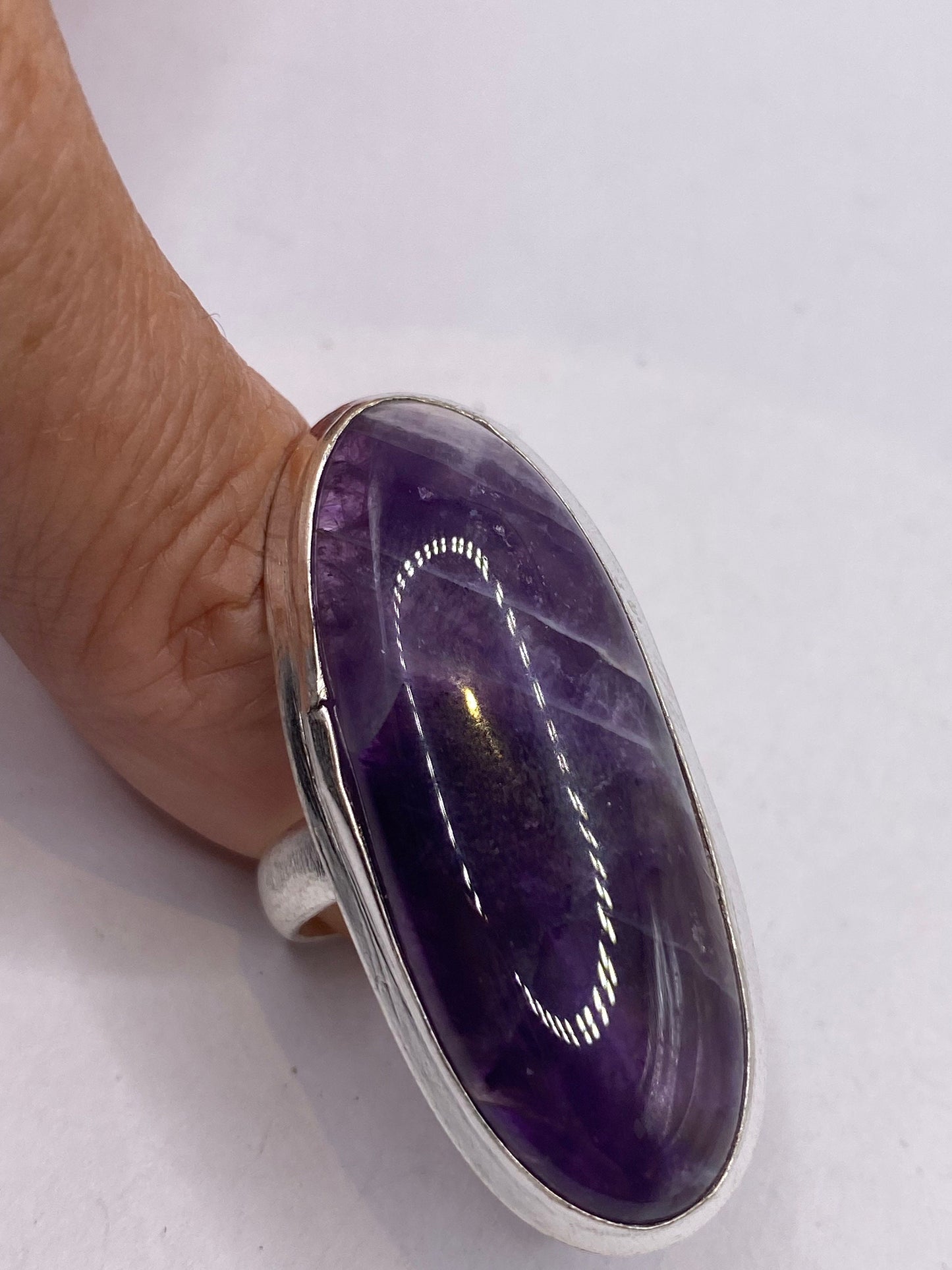 Vintage Genuine Purple Amethyst Boho Cocktail Statement Ring