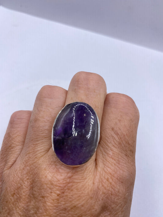 Vintage Genuine Purple Amethyst Boho Cocktail Statement Ring