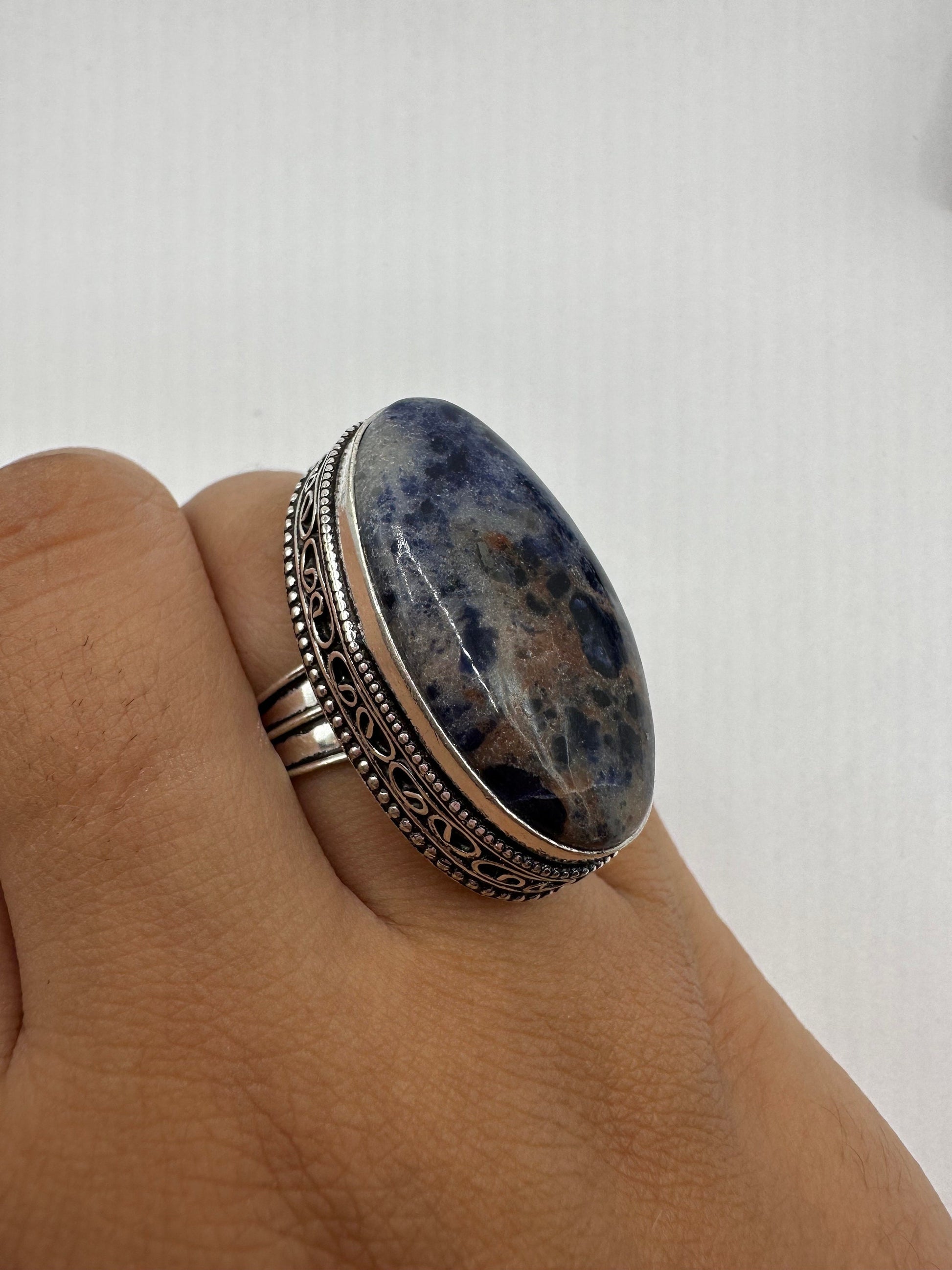 Vintage Blue Genuine Lapis Lazuli Cocktail Ring