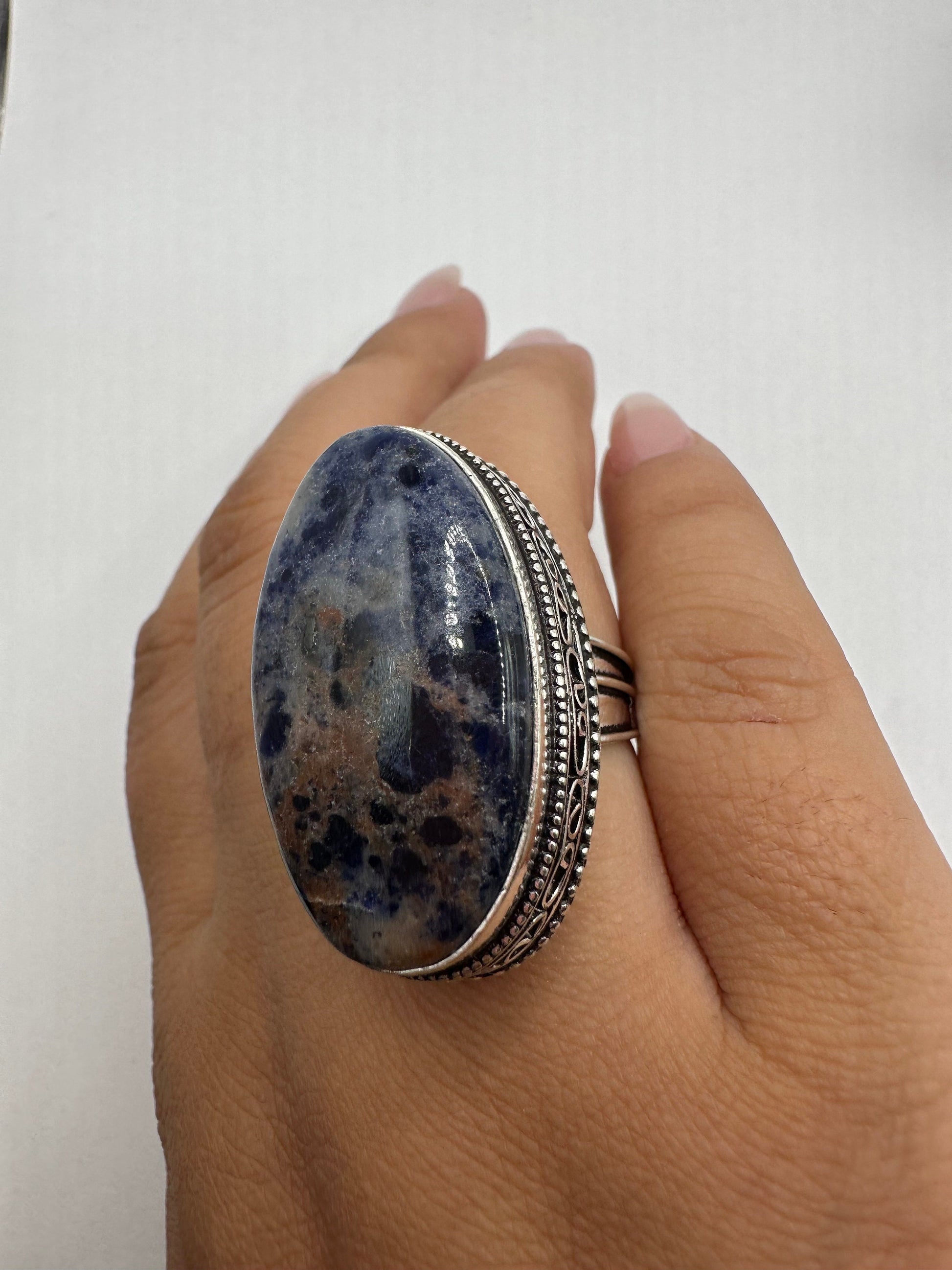 Vintage Blue Genuine Lapis Lazuli Cocktail Ring