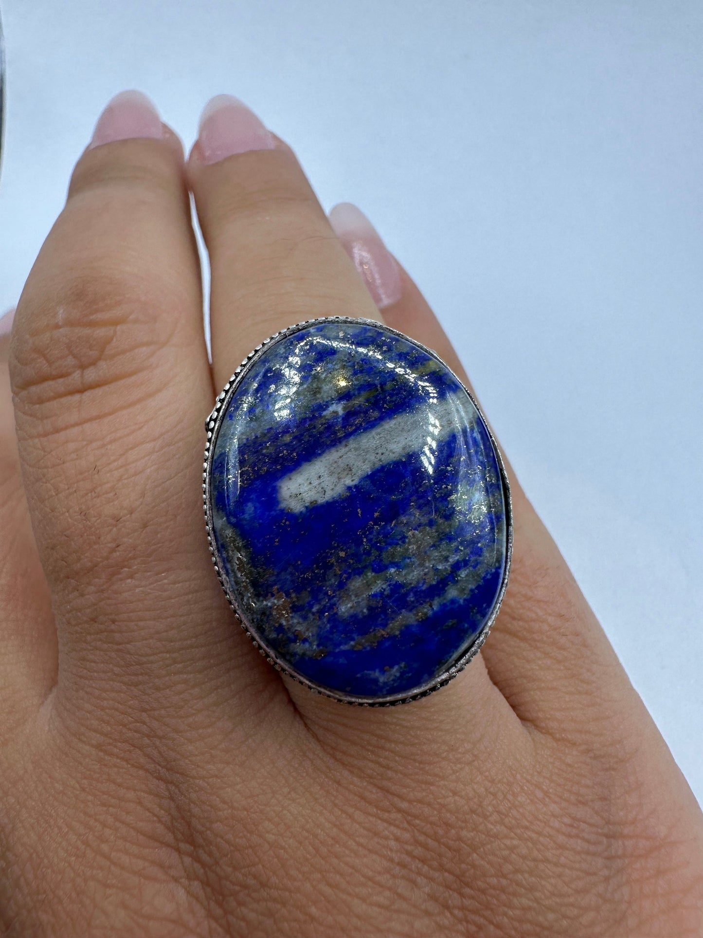 Vintage Blue Genuine Lapis Lazuli Cocktail Ring