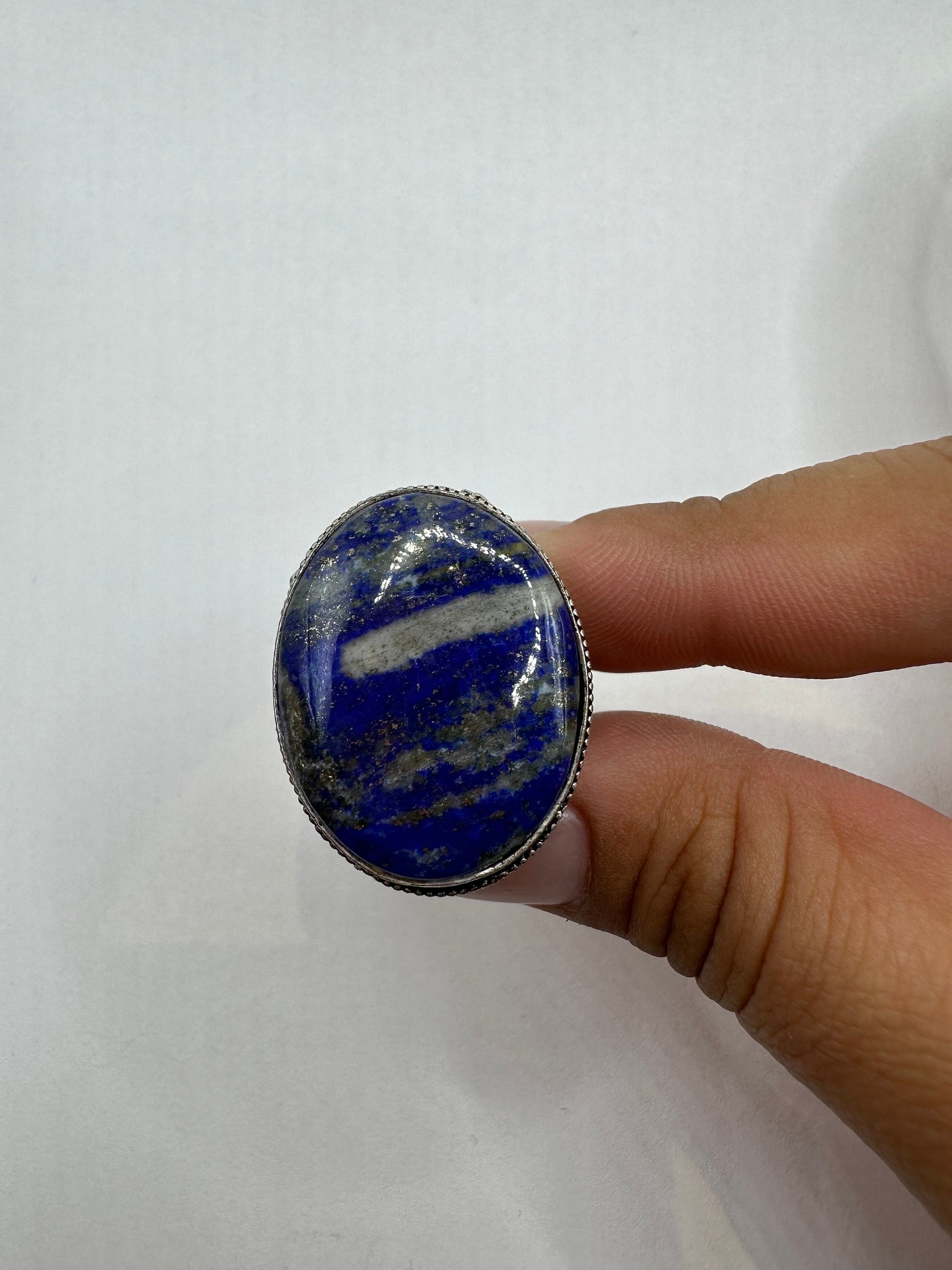 Vintage Blue Genuine Lapis Lazuli Cocktail Ring