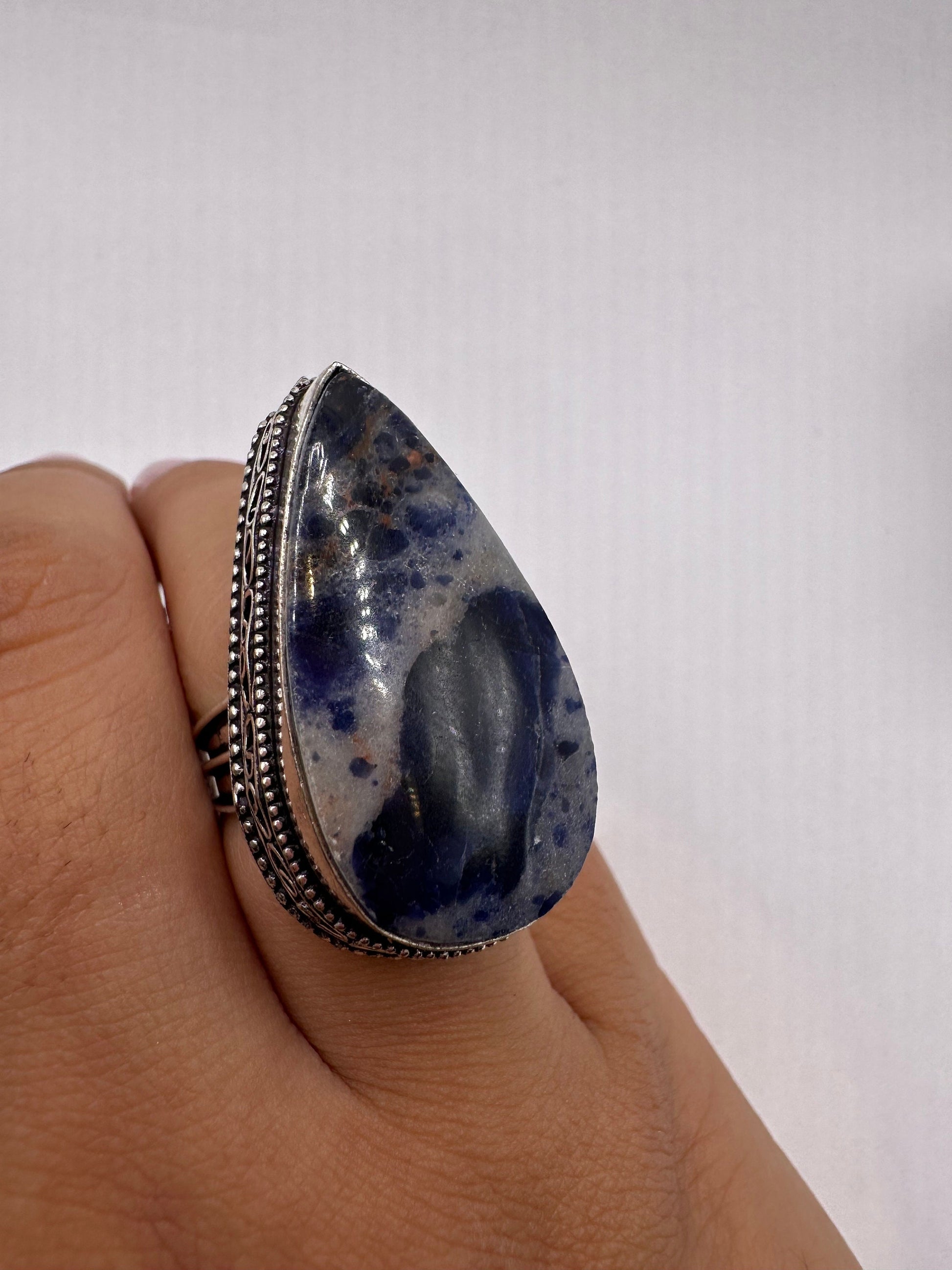 Vintage Blue Genuine Lapis Lazuli Cocktail Ring