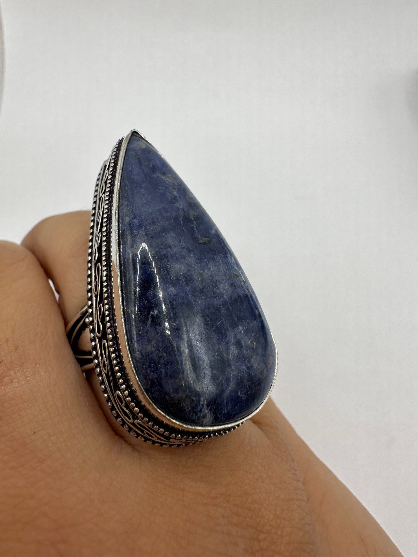 Vintage Blue Genuine Lapis Lazuli Cocktail Ring