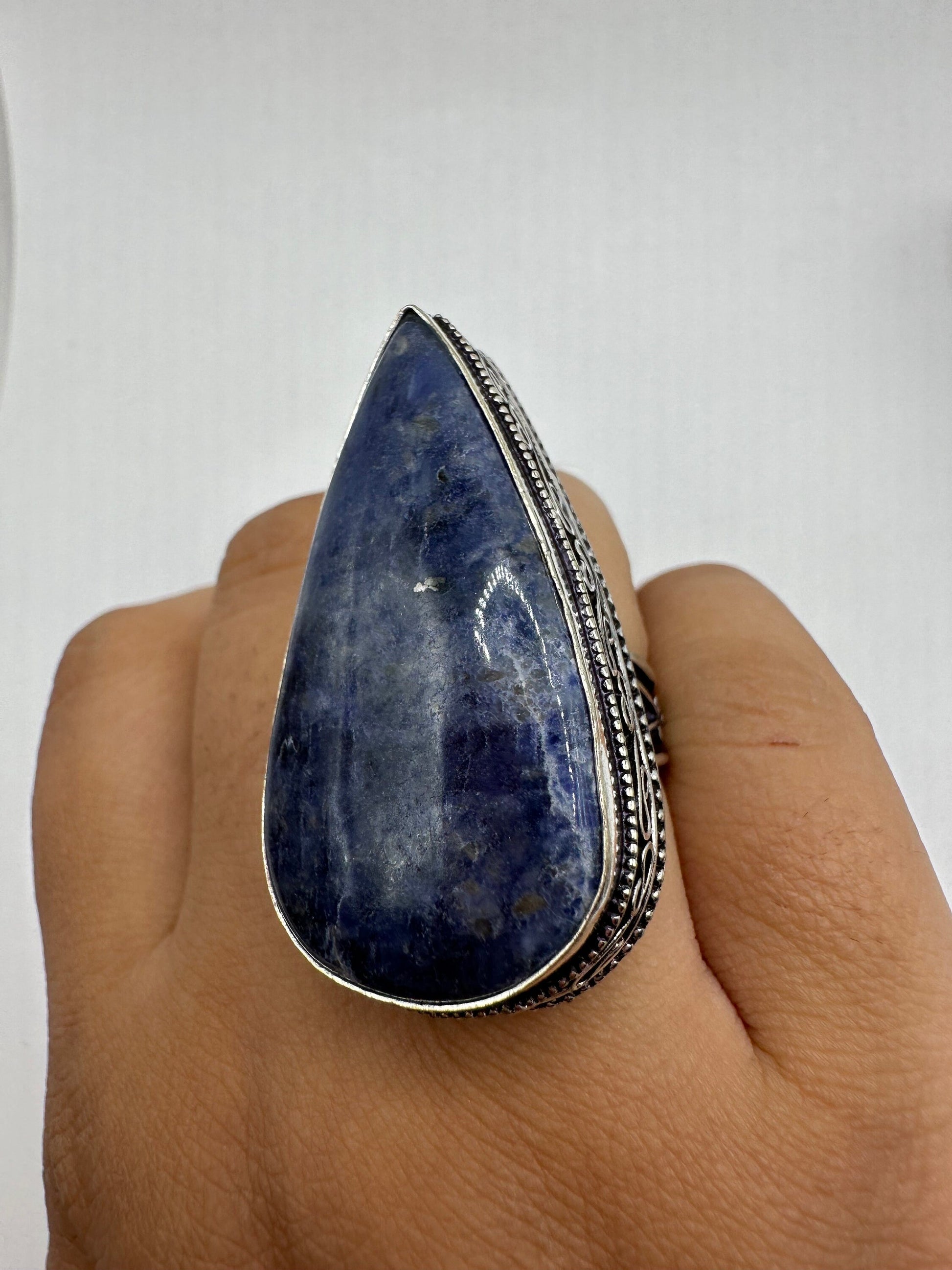 Vintage Blue Genuine Lapis Lazuli Cocktail Ring