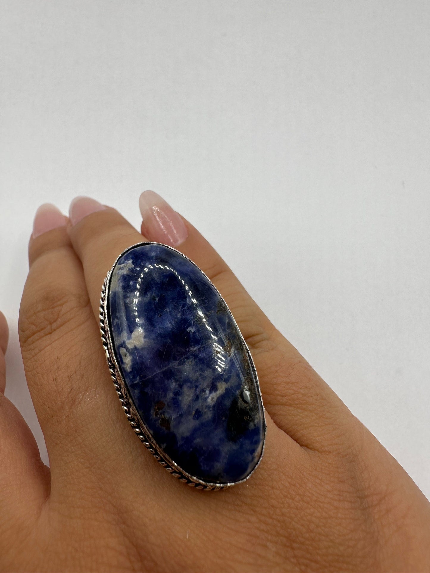 Vintage Blue Genuine Lapis Lazuli Cocktail Ring