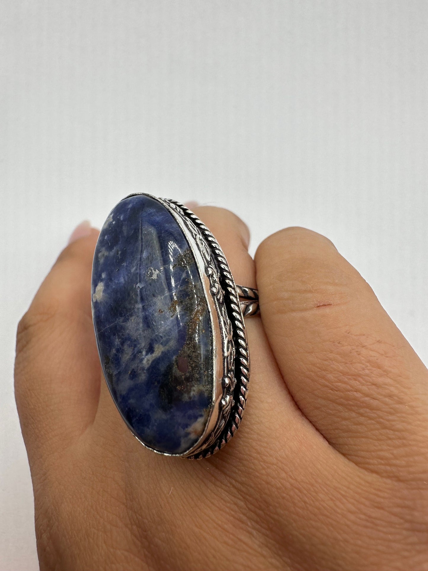 Vintage Blue Genuine Lapis Lazuli Cocktail Ring