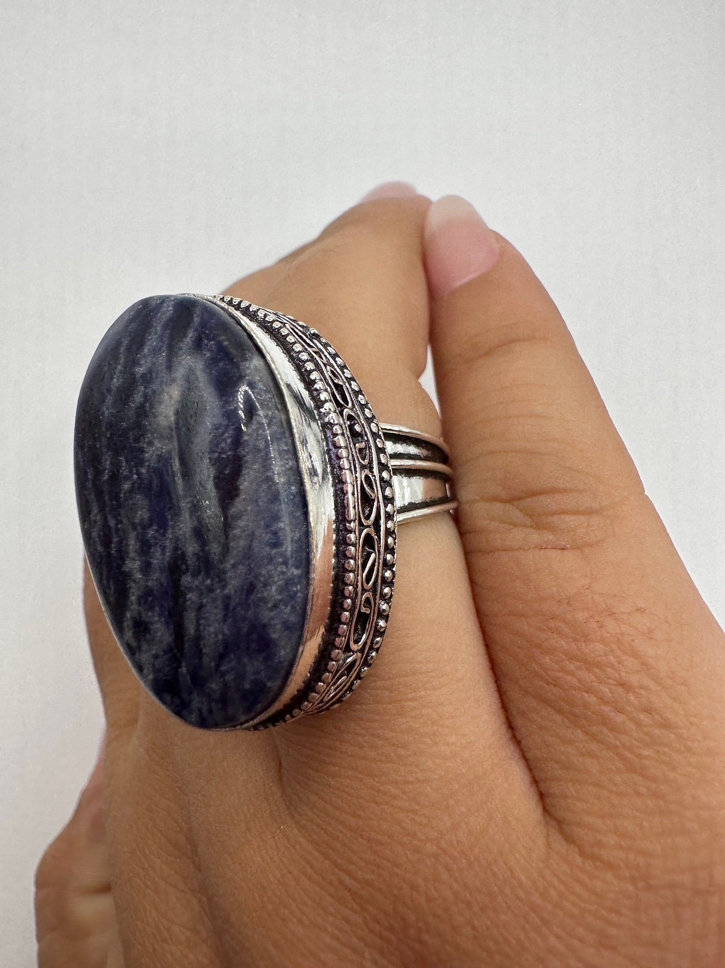 Vintage Blue Genuine Lapis Lazuli Cocktail Ring