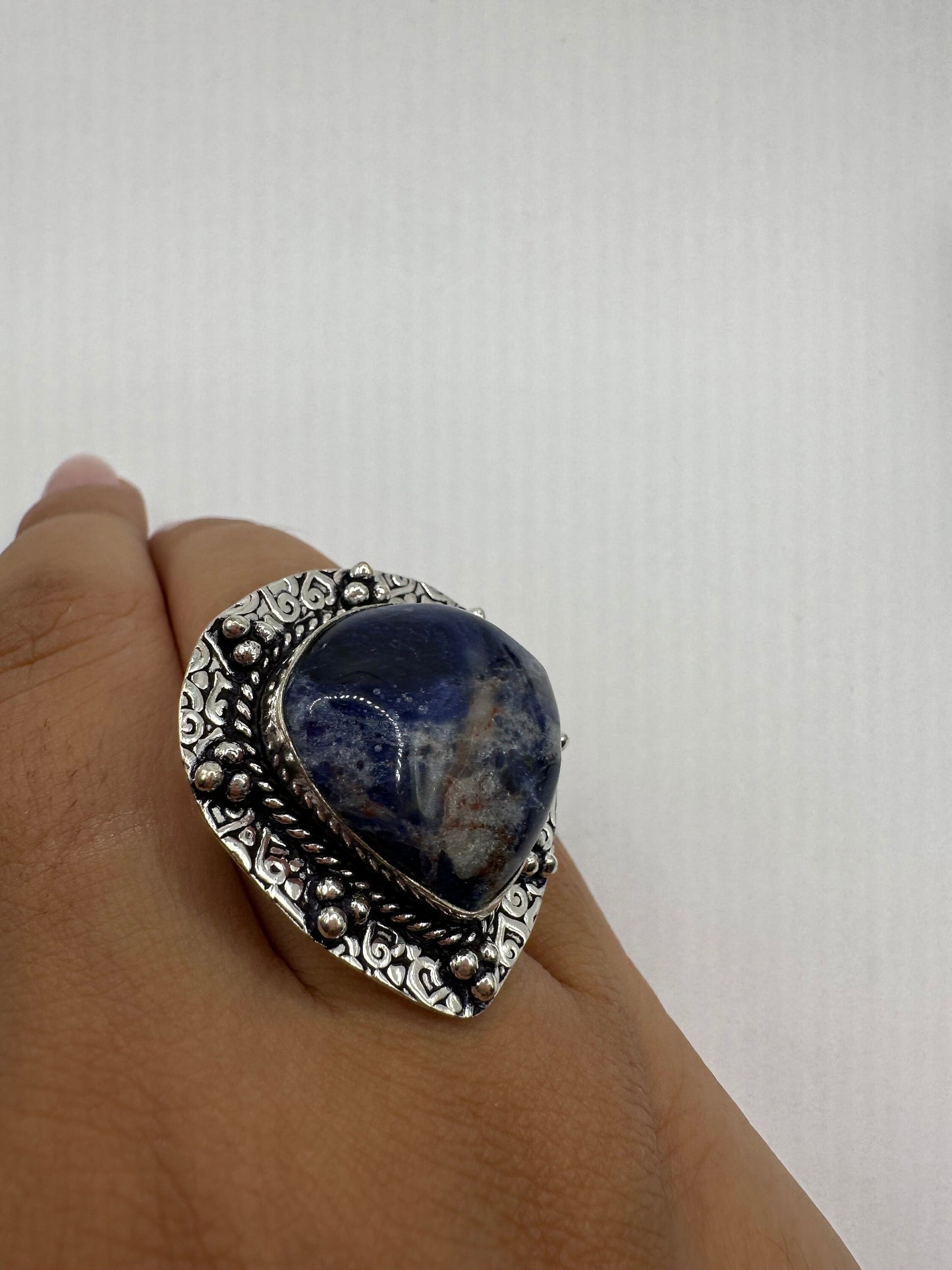 Vintage Blue Genuine Lapis Lazuli Cocktail Ring
