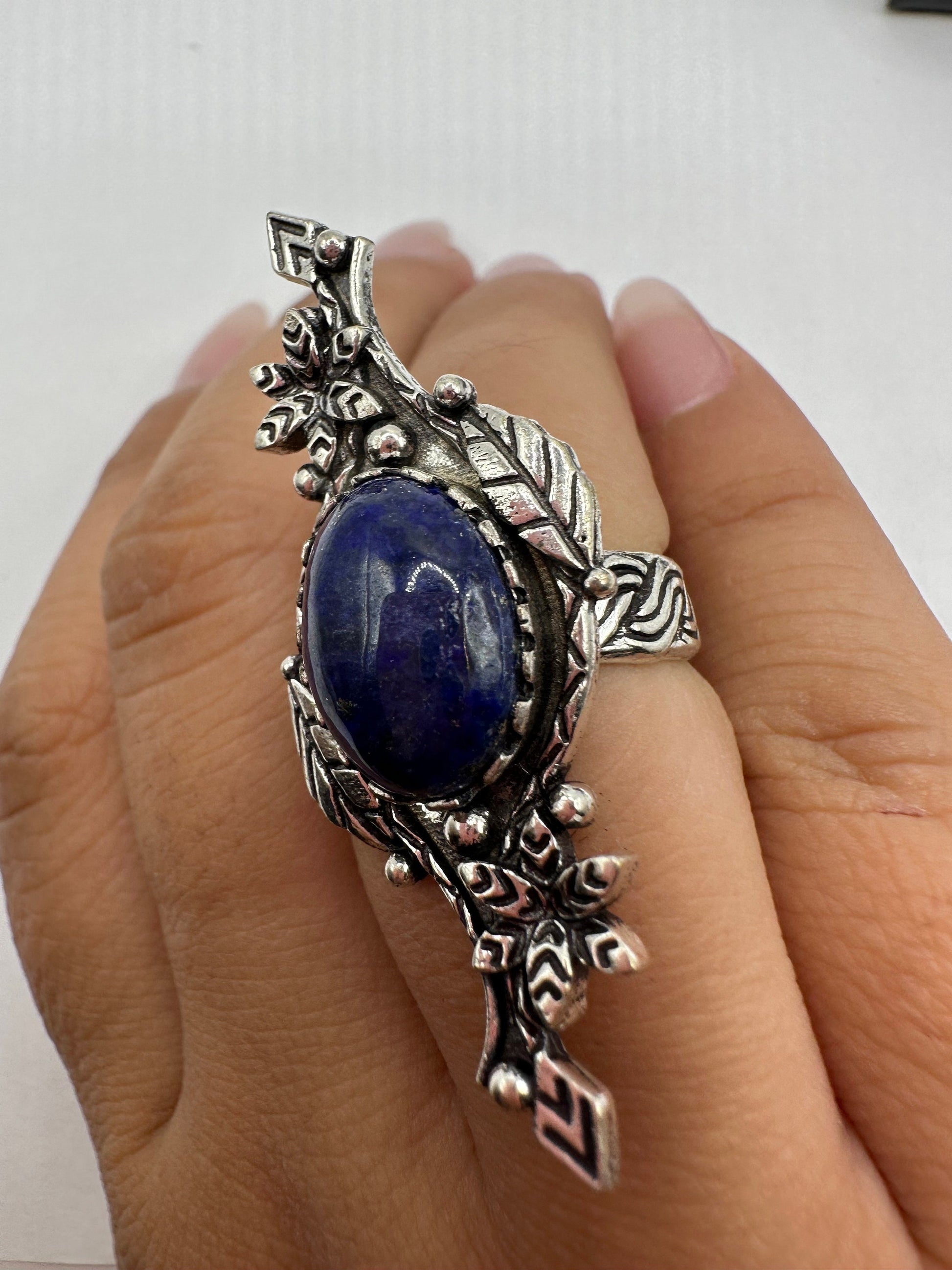 Vintage Blue Genuine Lapis Lazuli Cocktail Ring