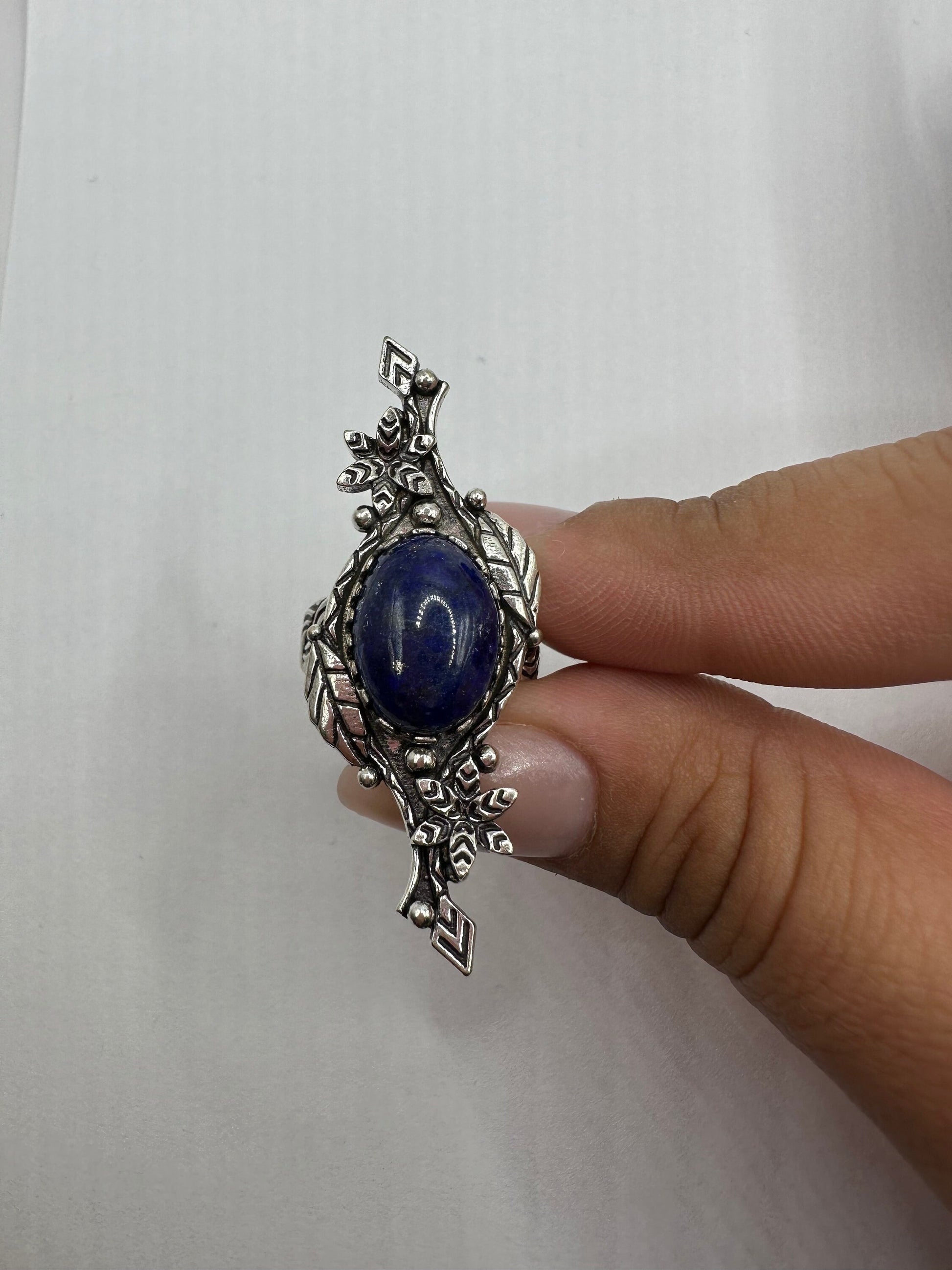 Vintage Blue Genuine Lapis Lazuli Cocktail Ring