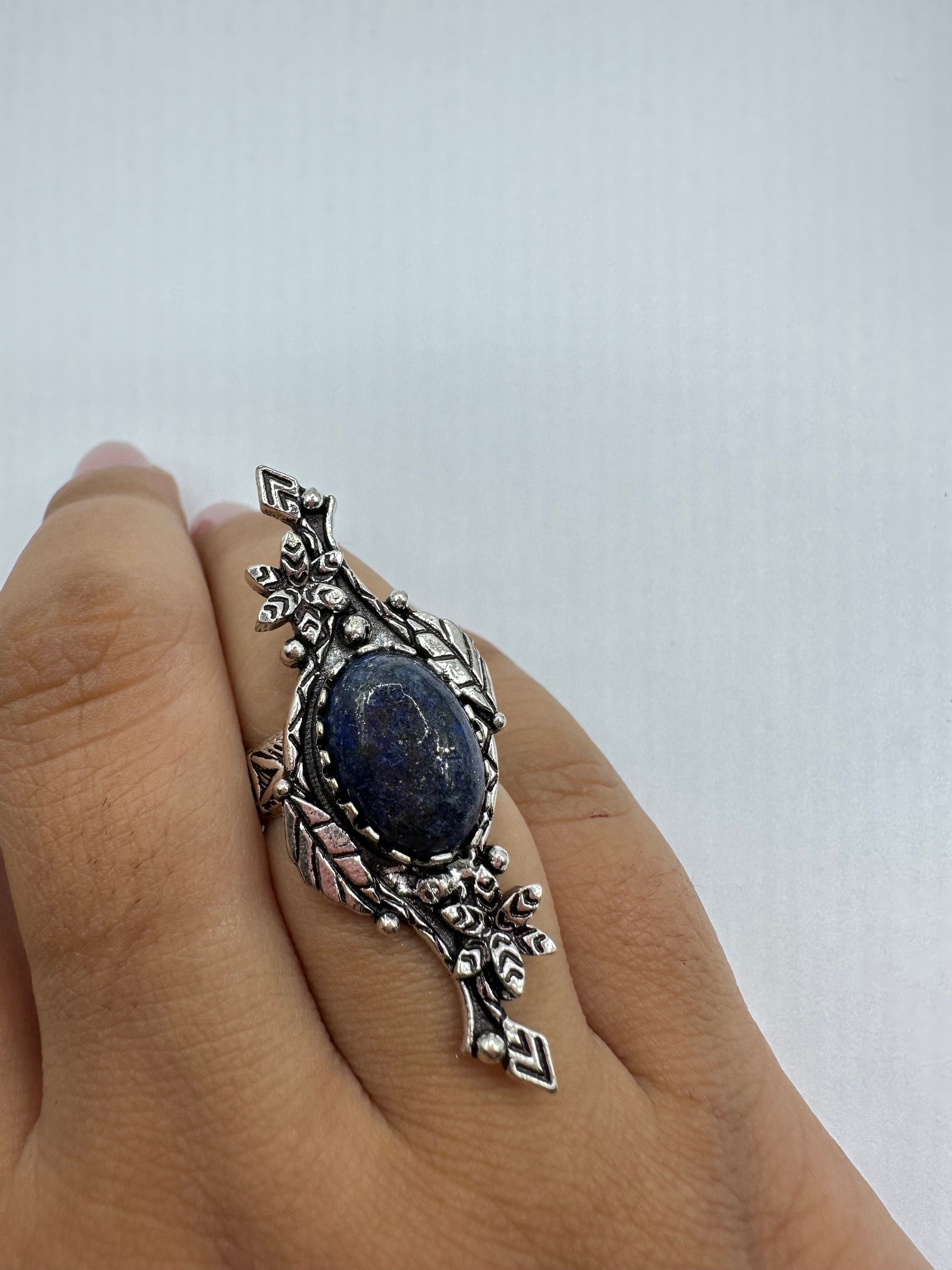 Vintage Blue Genuine Lapis Lazuli Cocktail Ring