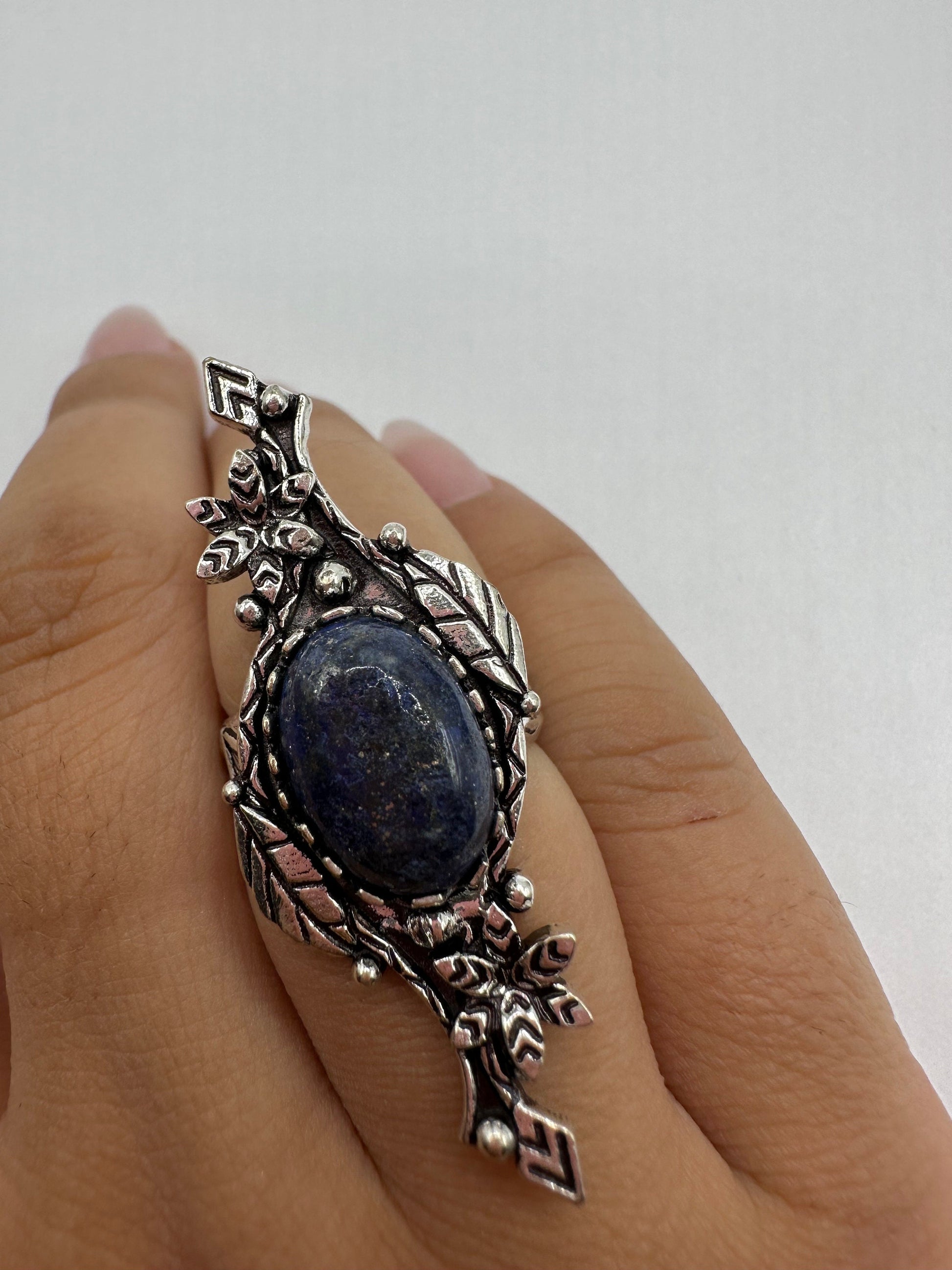Vintage Blue Genuine Lapis Lazuli Cocktail Ring