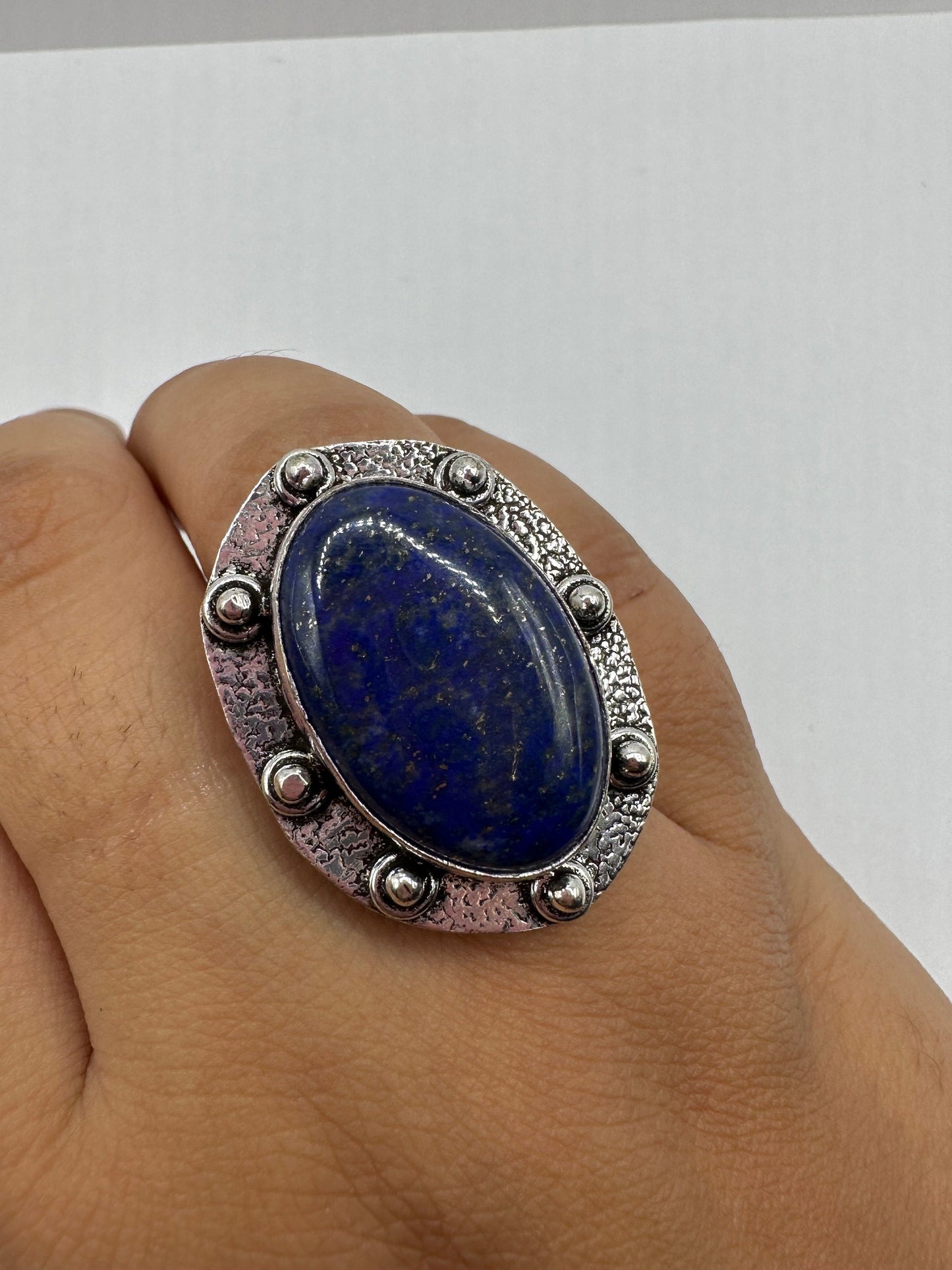 Vintage Blue Genuine Lapis Lazuli Cocktail Ring
