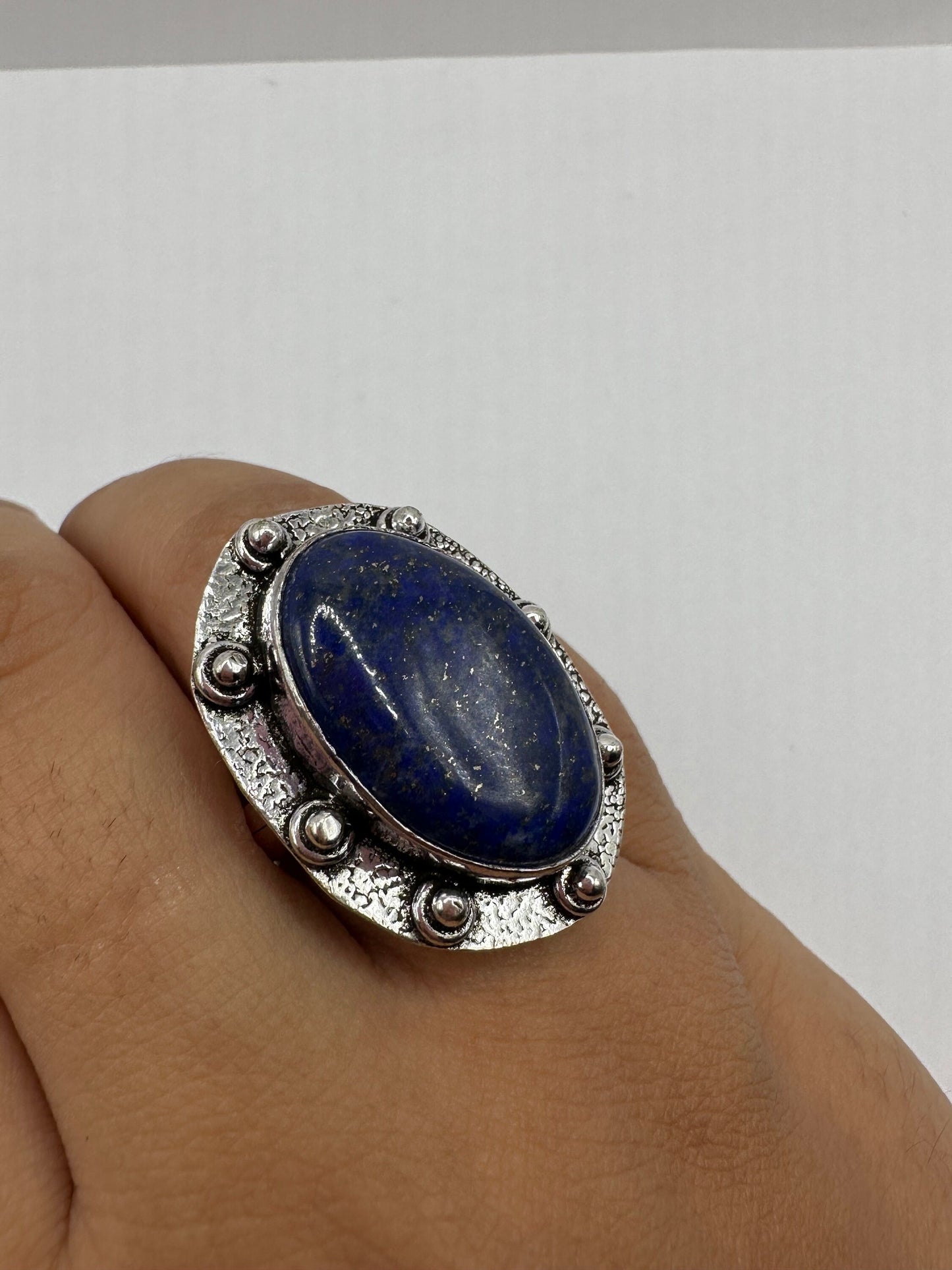 Vintage Blue Genuine Lapis Lazuli Cocktail Ring