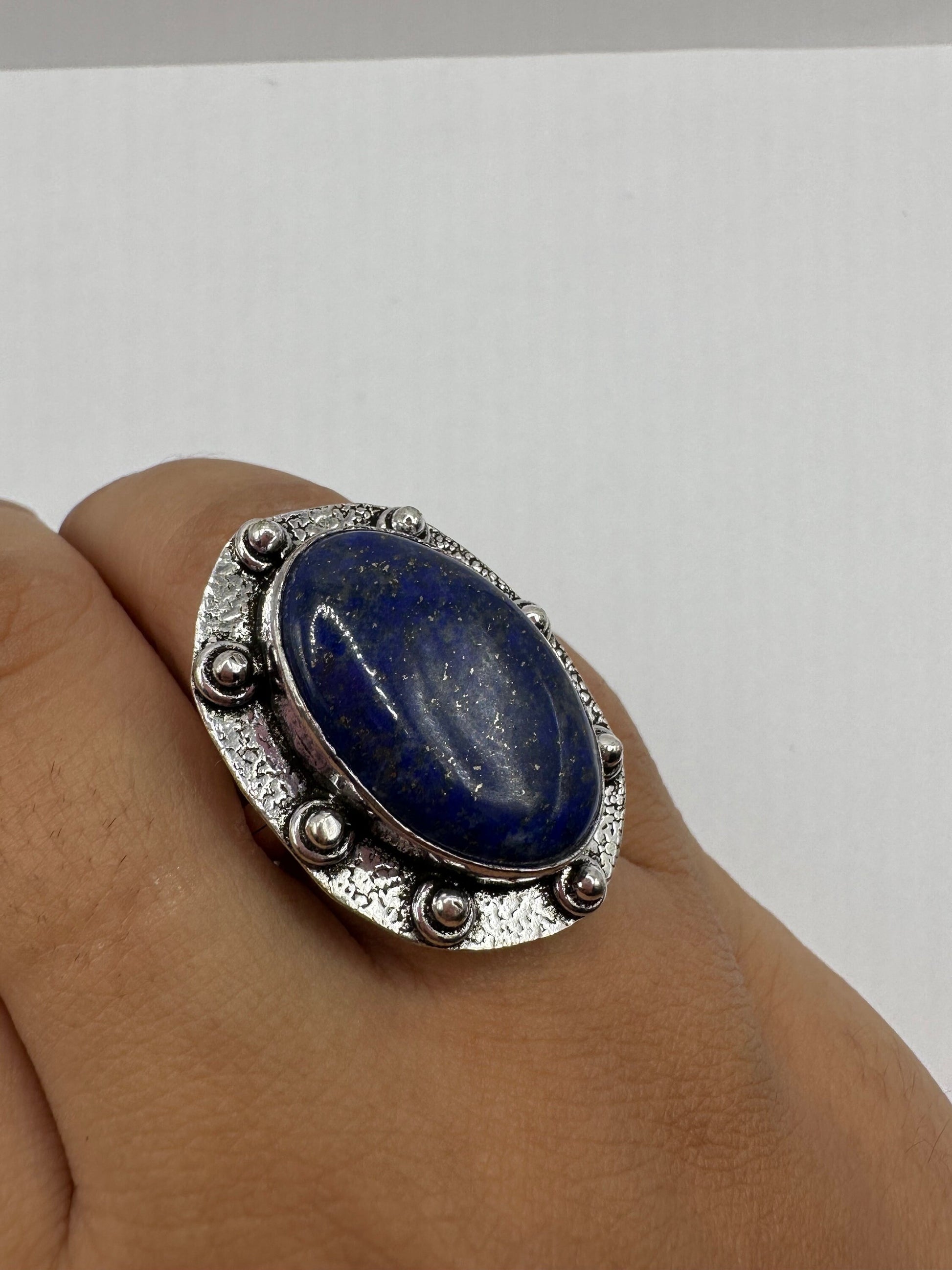 Vintage Blue Genuine Lapis Lazuli Cocktail Ring