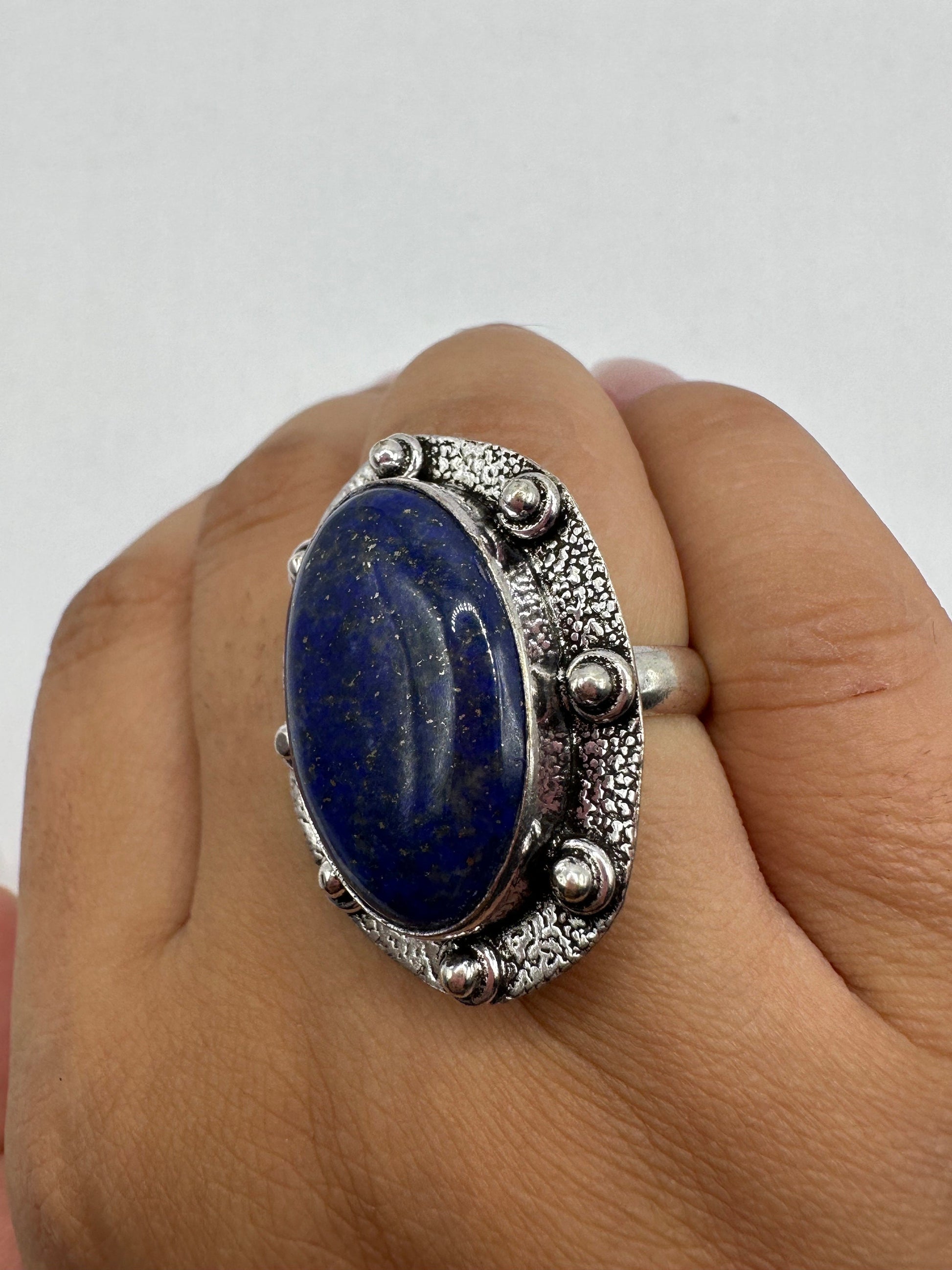Vintage Blue Genuine Lapis Lazuli Cocktail Ring