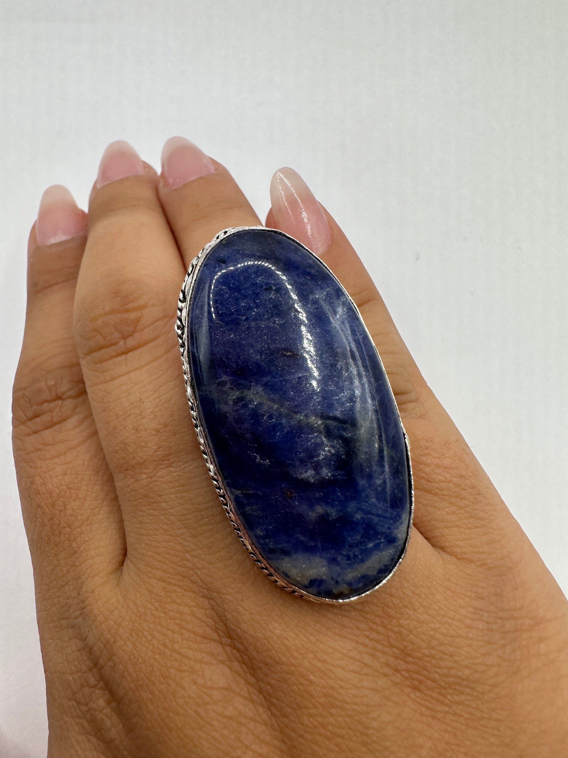 Vintage Blue Genuine Lapis Lazuli Cocktail Ring