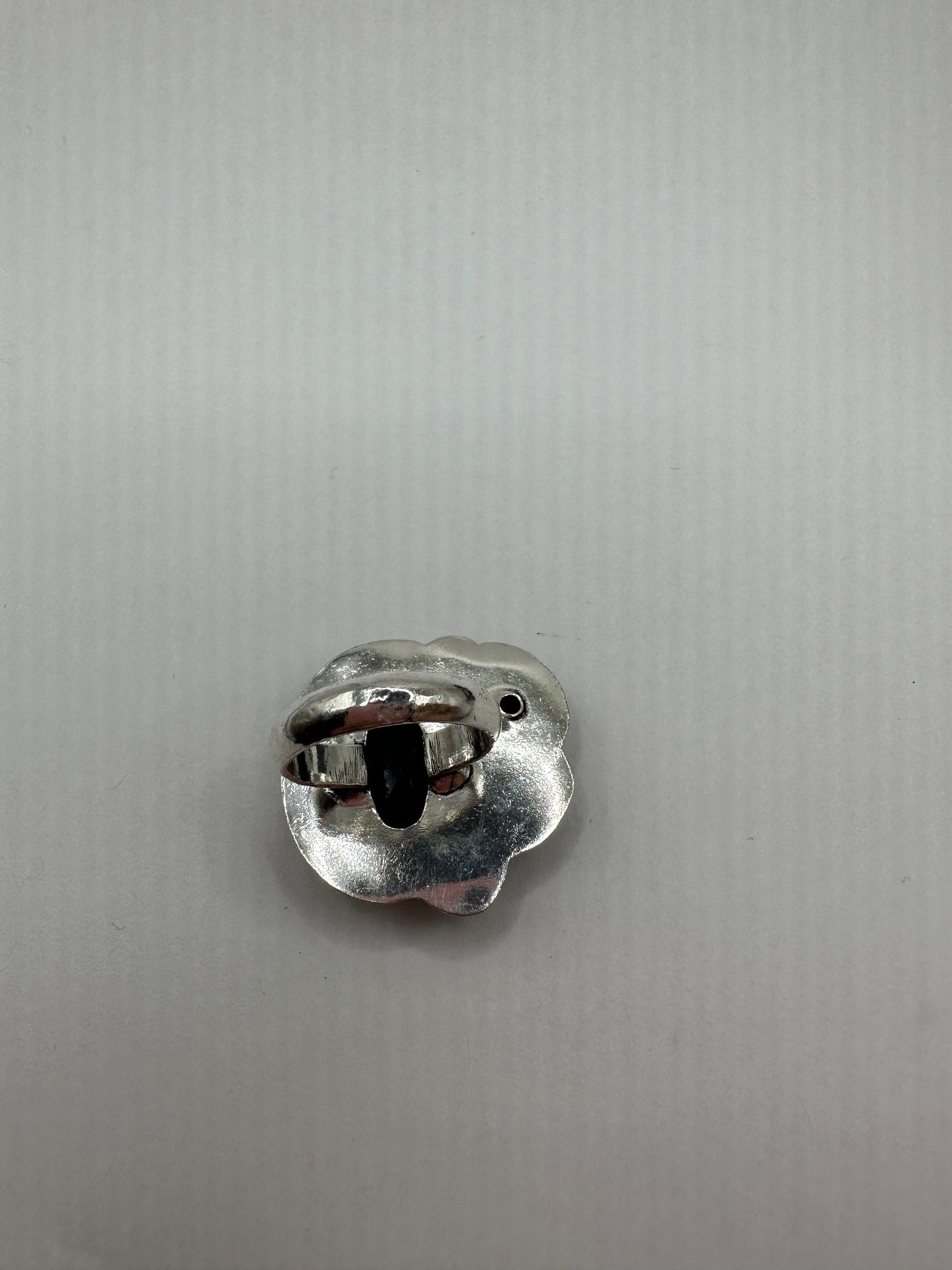 Vintage Raw Blue Sapphire White Bronze Silver Cocktail Ring