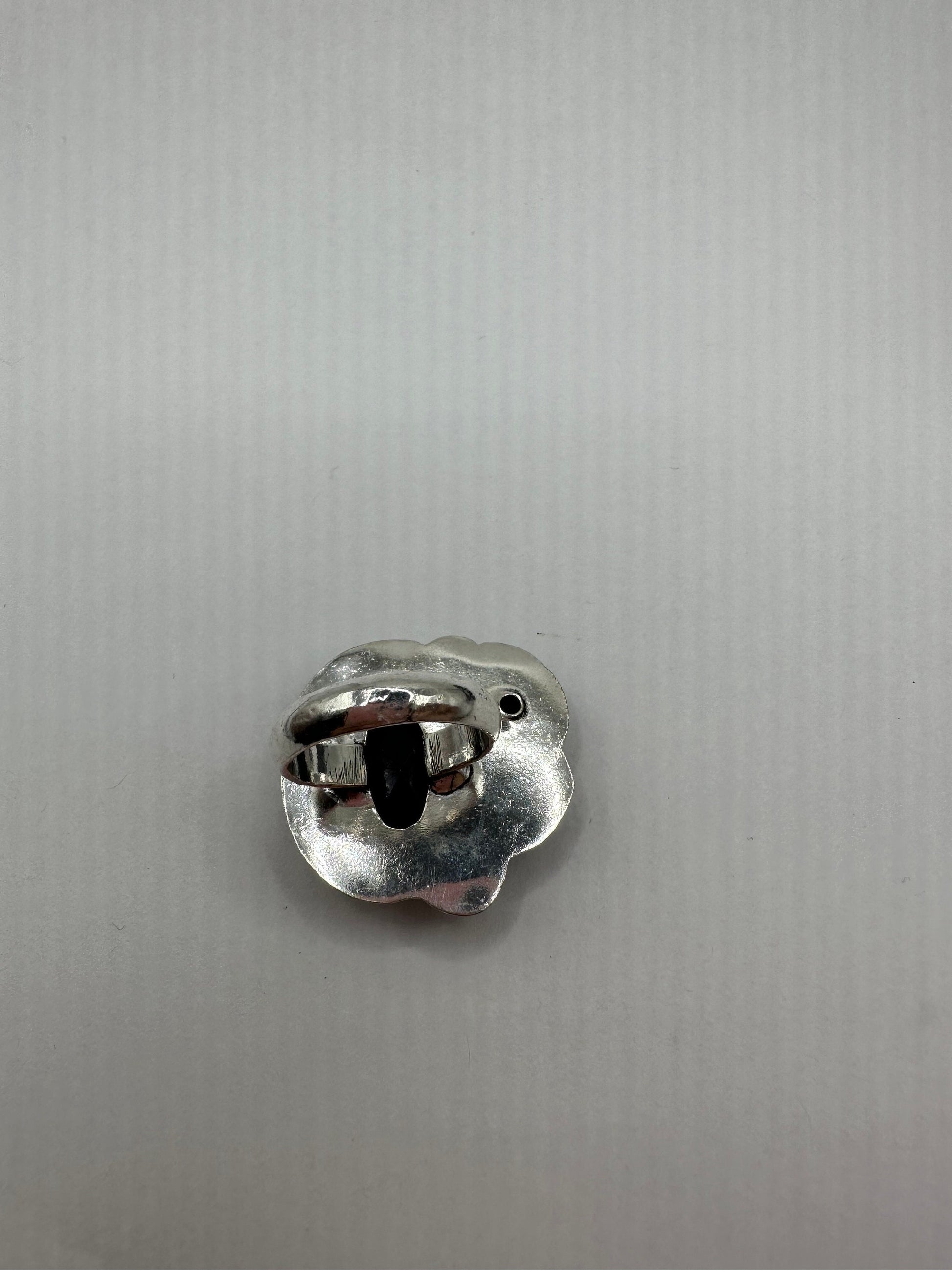 Vintage Raw Blue Sapphire White Bronze Silver Cocktail Ring