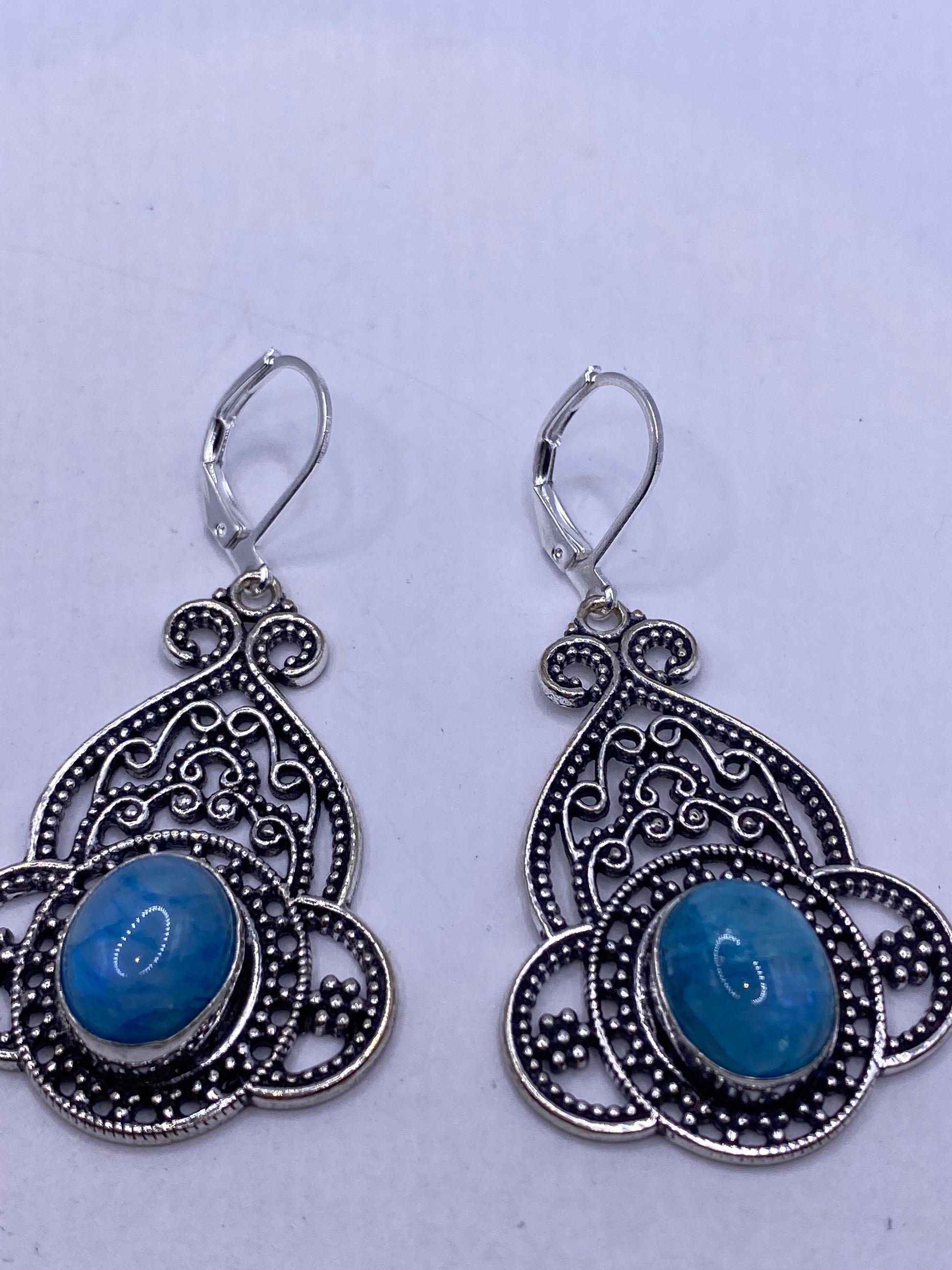 Vintage Sterling Silver Blue Turquoise Larimar Earrings