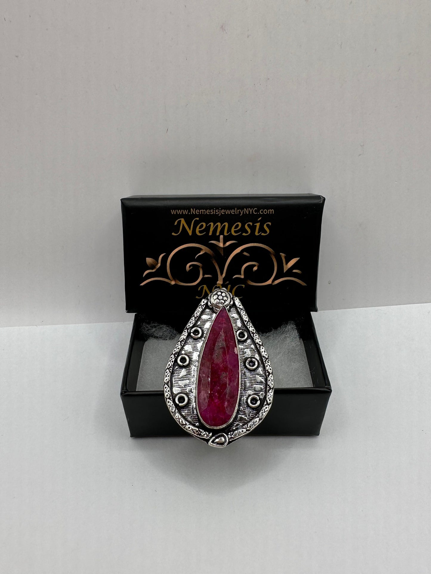 Vintage Handmade Raw Pink Ruby Silver Gothic Ring