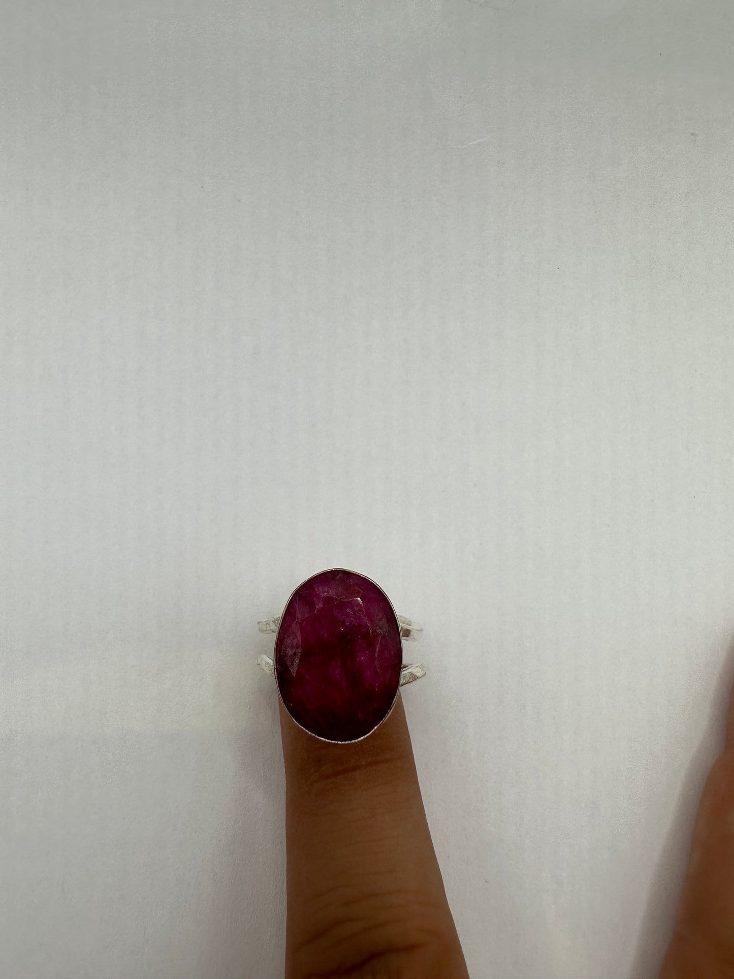 Vintage Handmade Raw Pink Ruby Silver Gothic Ring