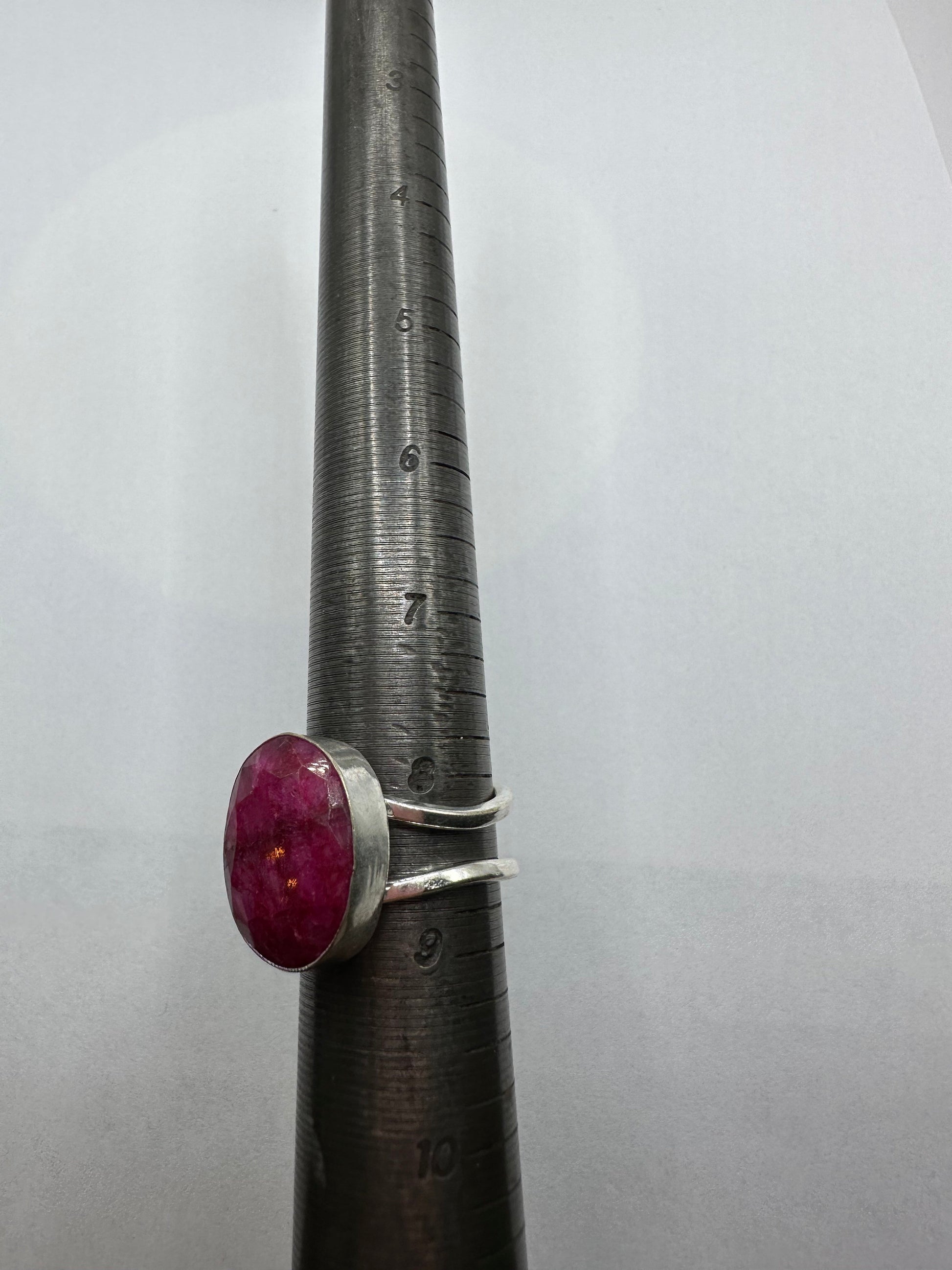 Vintage Handmade Raw Pink Ruby Silver Gothic Ring