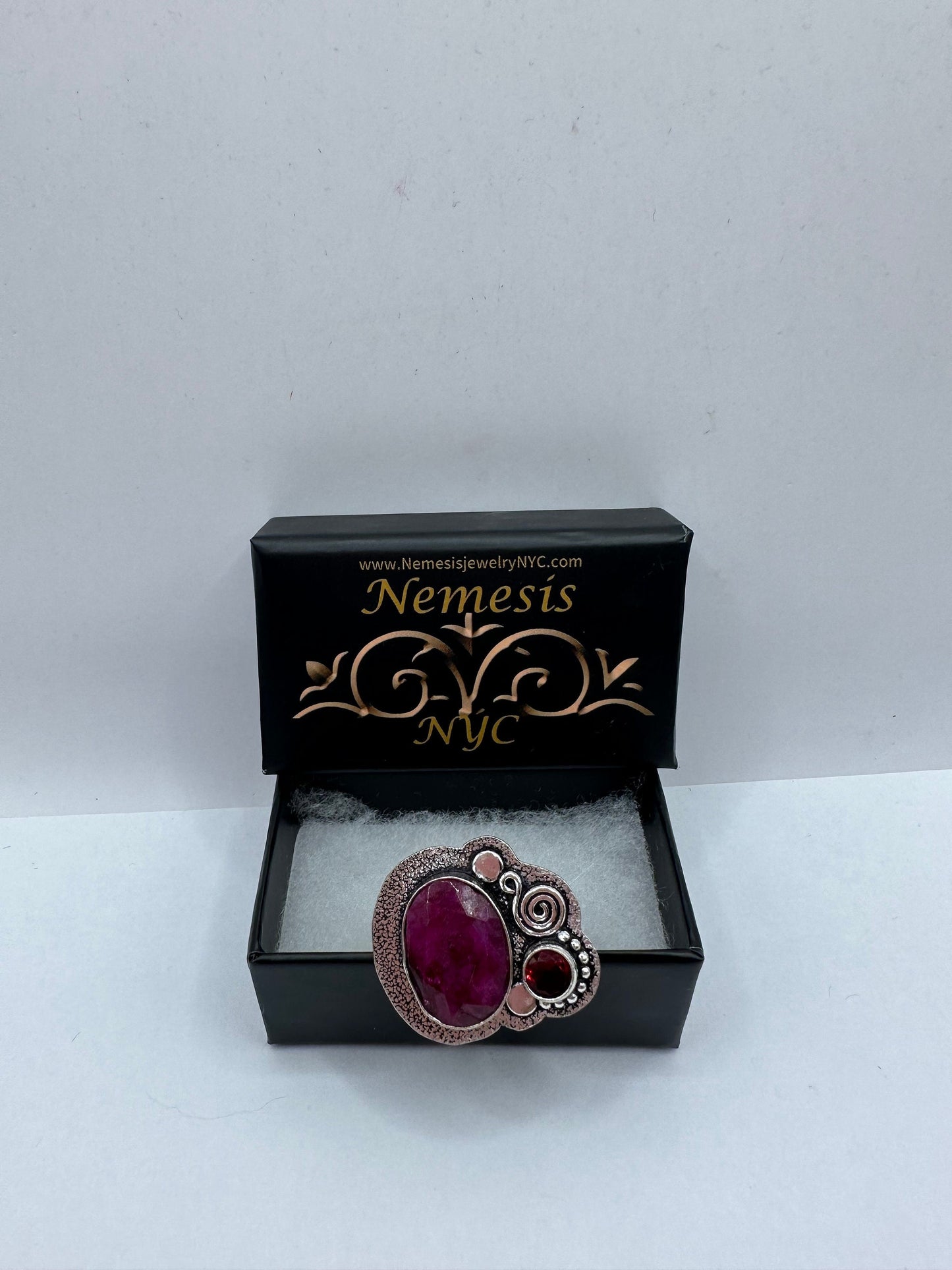 Vintage Handmade Raw Pink Ruby Silver Gothic Ring