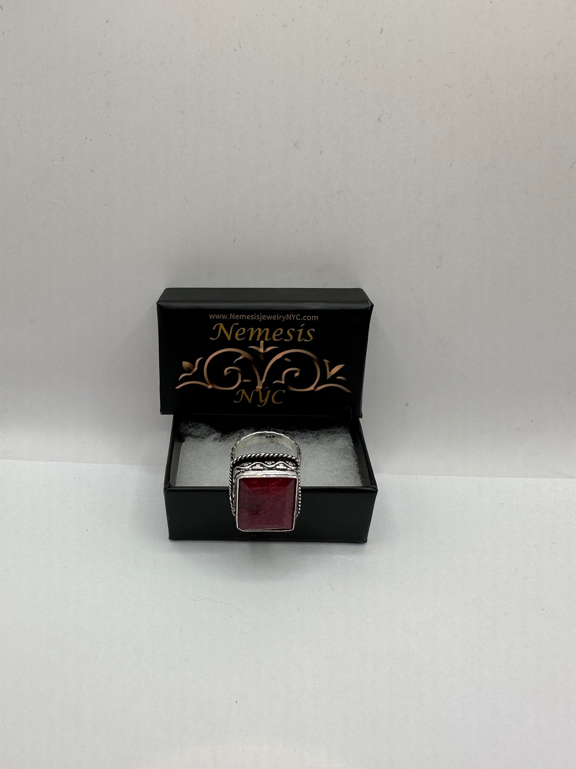 Vintage Handmade Raw Pink Ruby Silver Gothic Ring