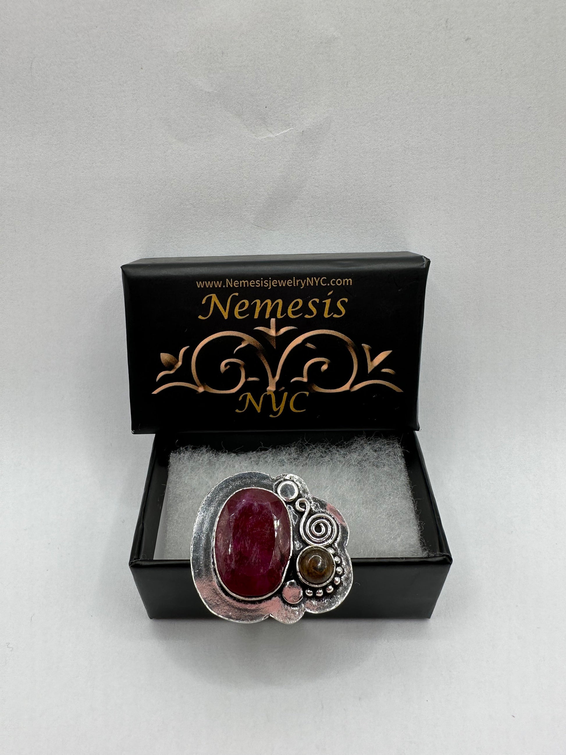 Vintage Handmade Raw Pink Ruby Silver Gothic Ring