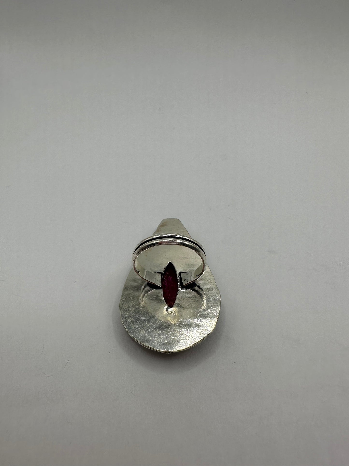 Vintage Raw Pink Ruby Silver Statement Ring