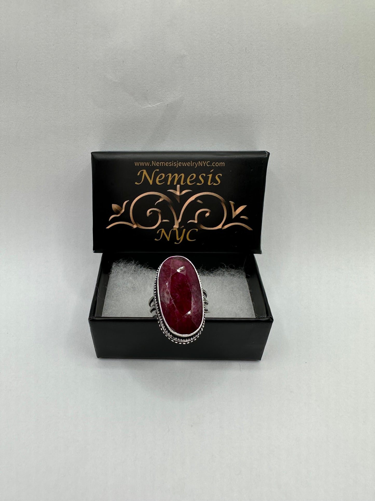 Vintage Handmade Raw Pink Ruby Silver Gothic Ring