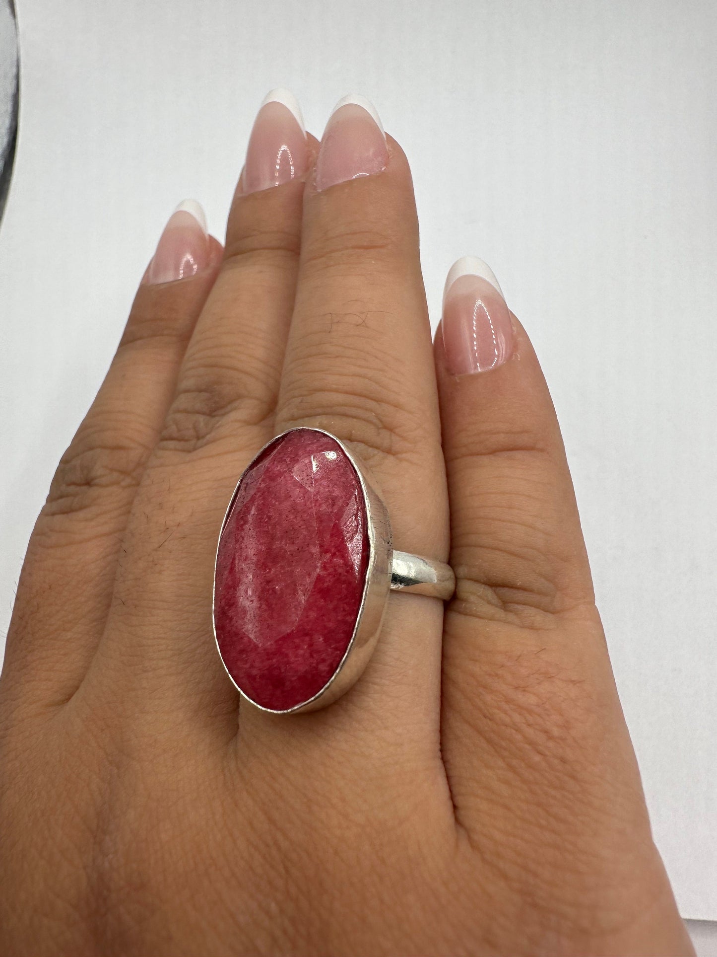 Vintage Handmade Raw Pink Ruby Silver Gothic Ring