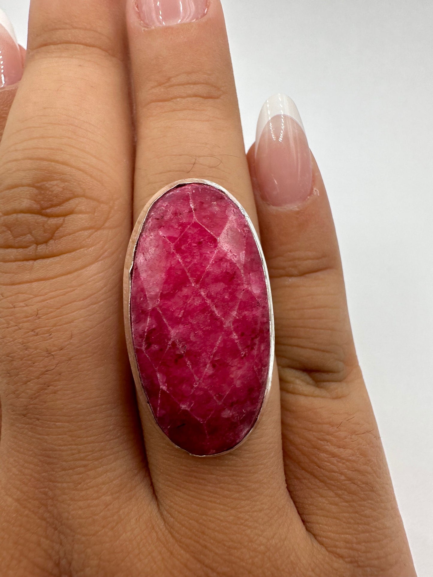 Vintage Handmade Raw Pink Ruby Silver Gothic Ring