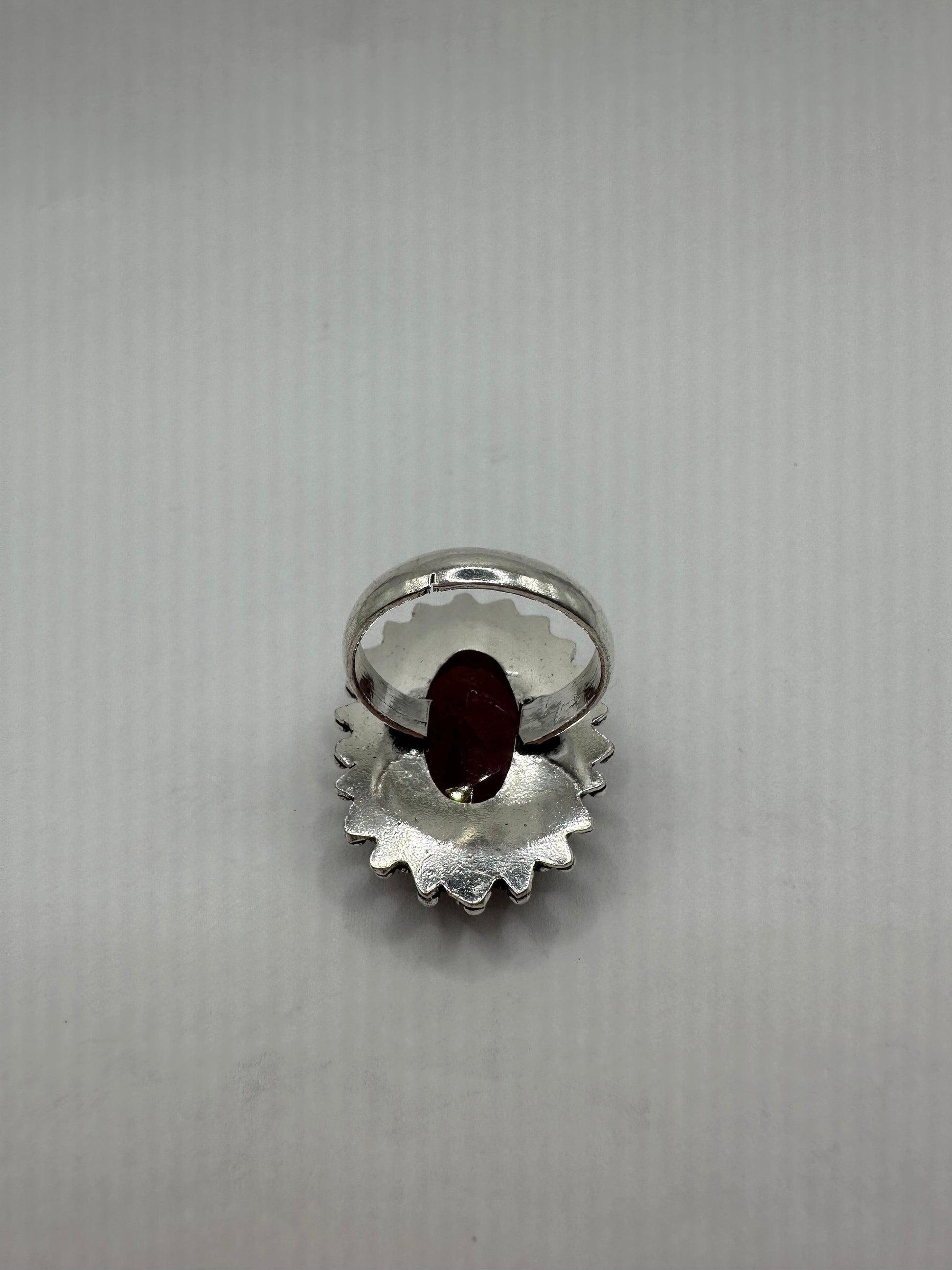 Vintage Handmade Raw Pink Ruby Silver Gothic Ring