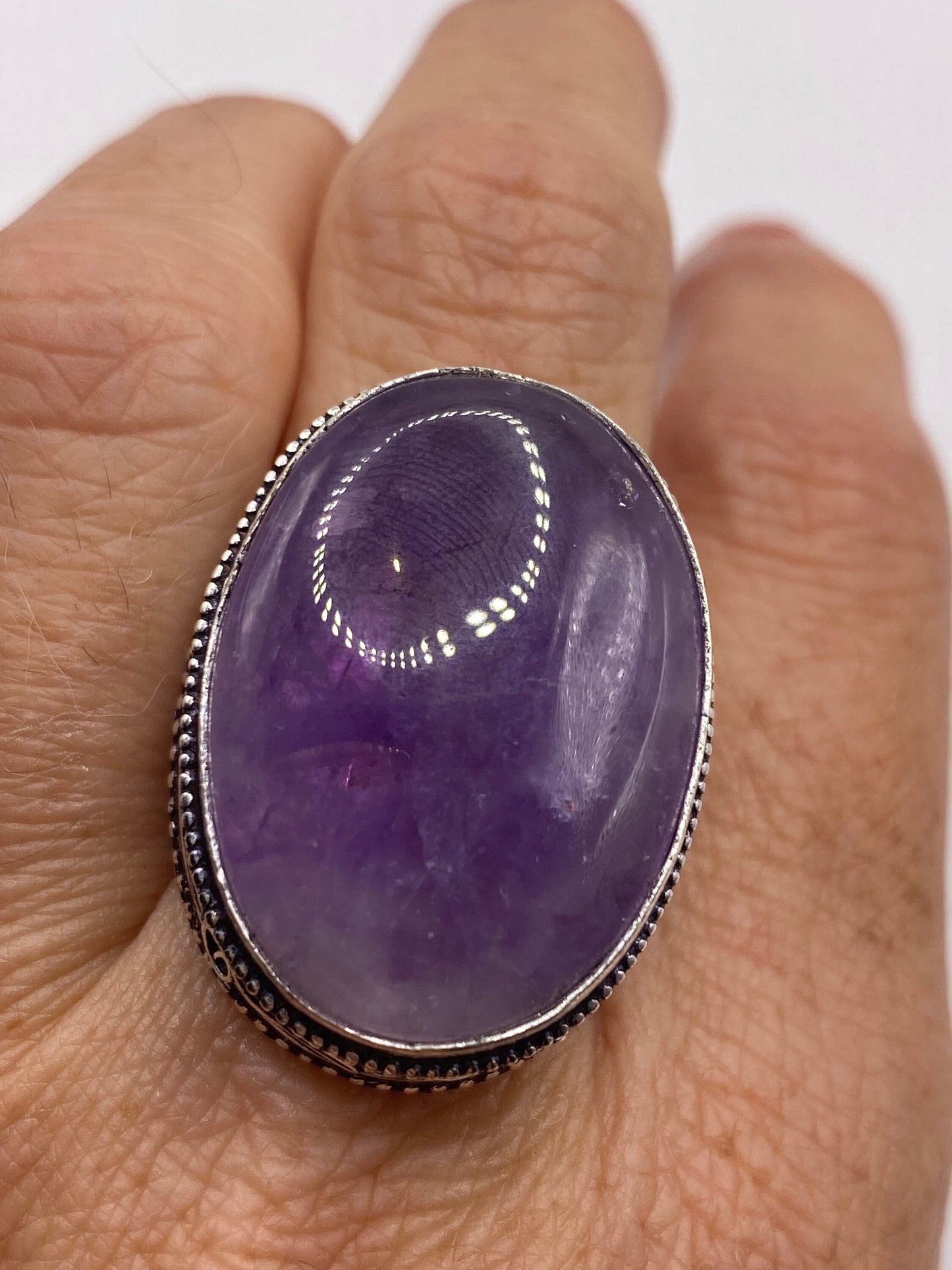 Vintage Genuine Purple Amethyst Boho Cocktail Statement Ring