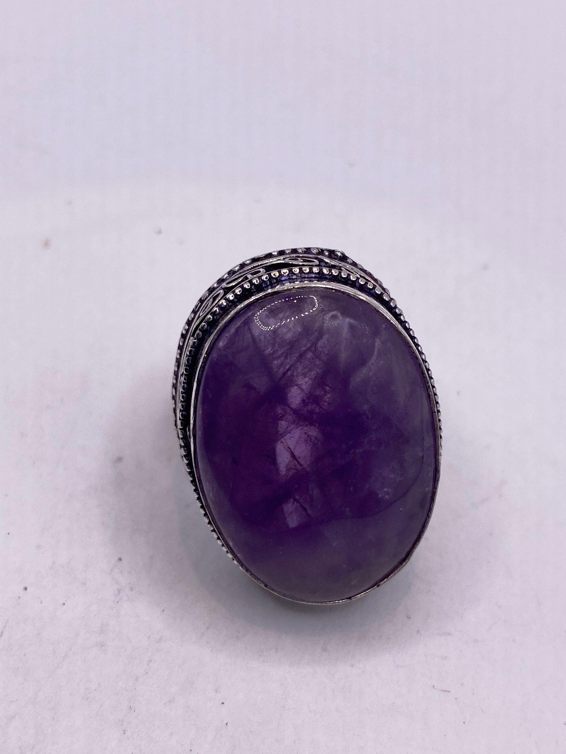 Vintage Genuine Purple Amethyst Boho Cocktail Statement Ring