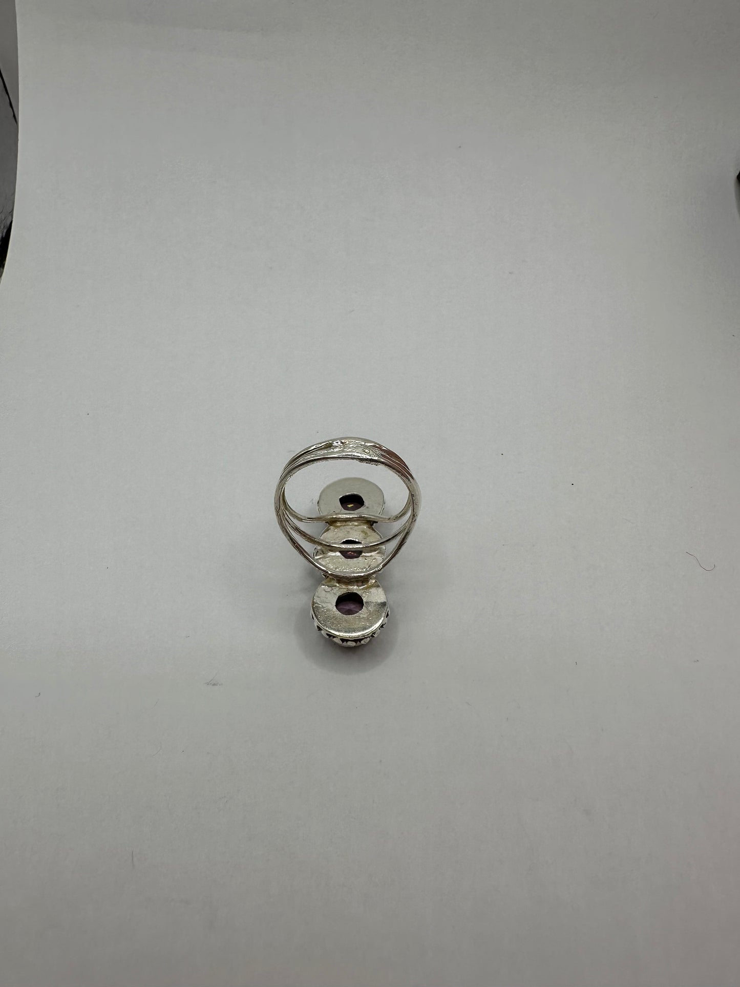 Vintage 1970's Genuine Rose Quartz Silver Statement Ring