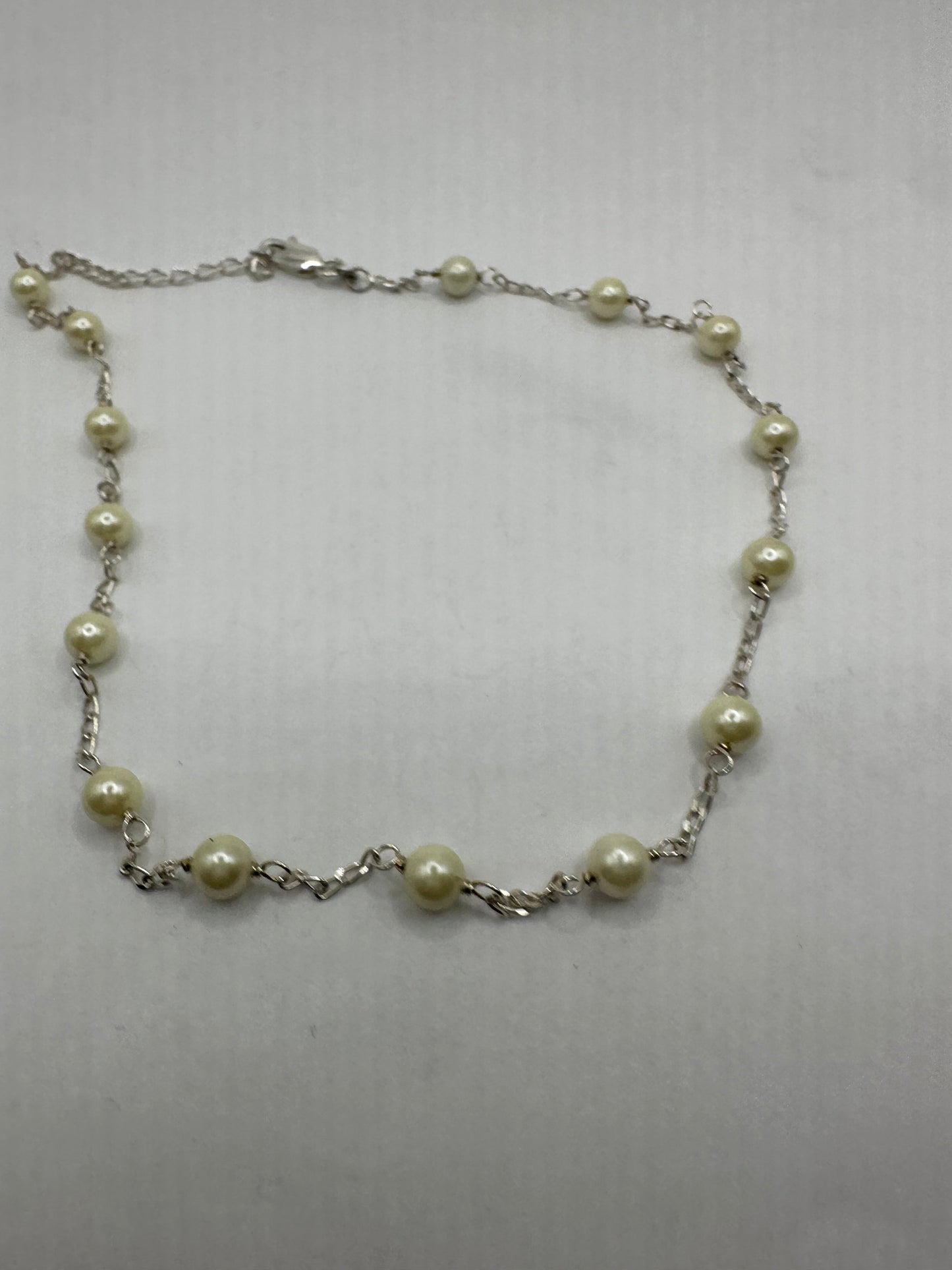 Vintage Choker 925 Sterling Silver Pearl Necklace