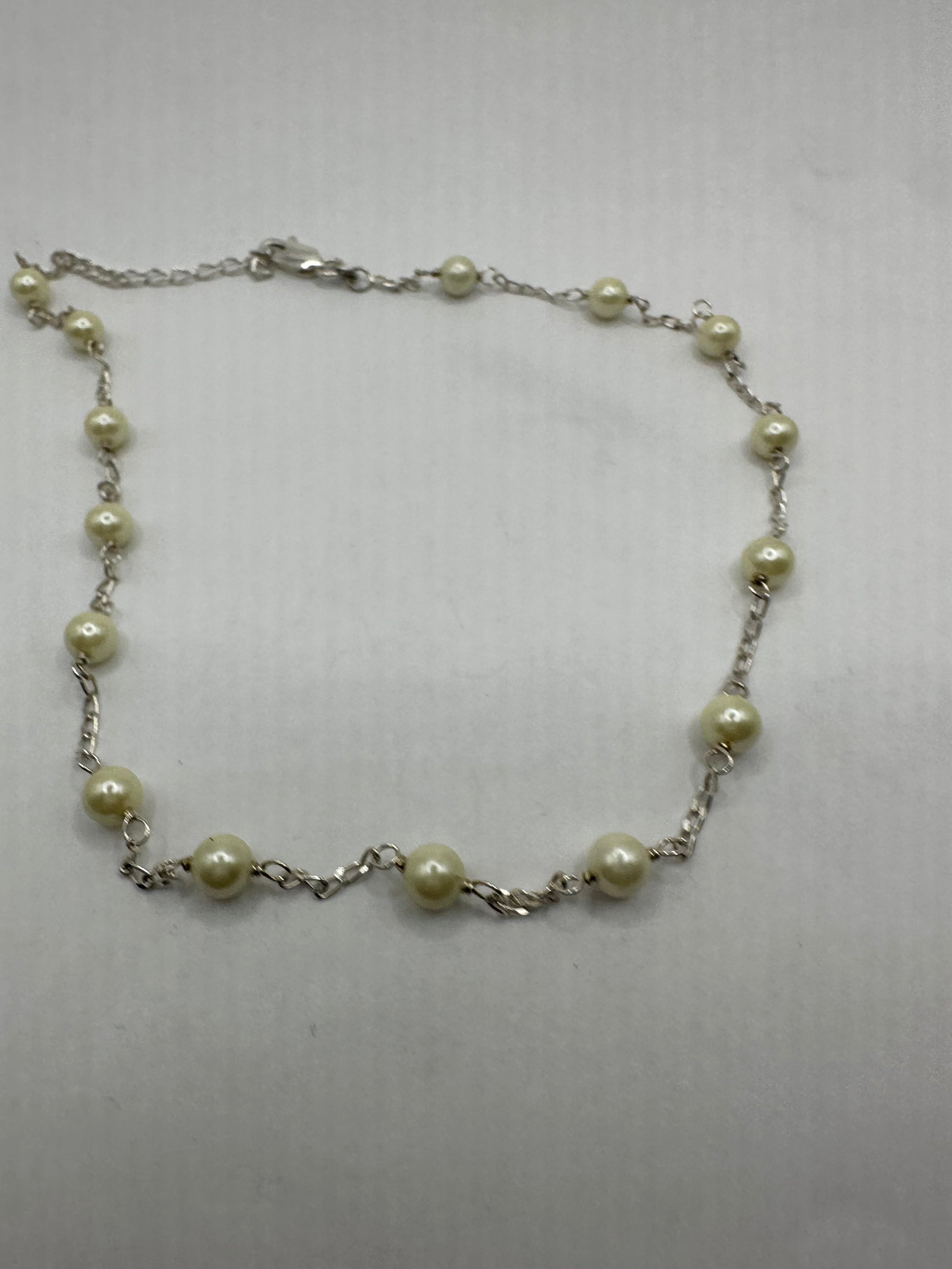 Vintage Choker 925 Sterling Silver Pearl Necklace