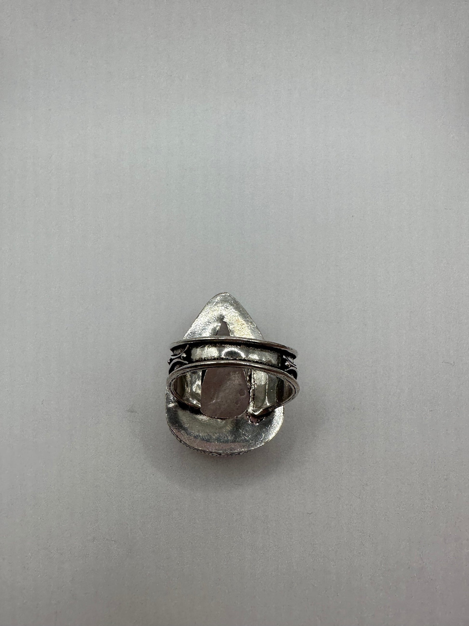 Vintage 1970's Genuine Rose Quartz Silver Statement Ring