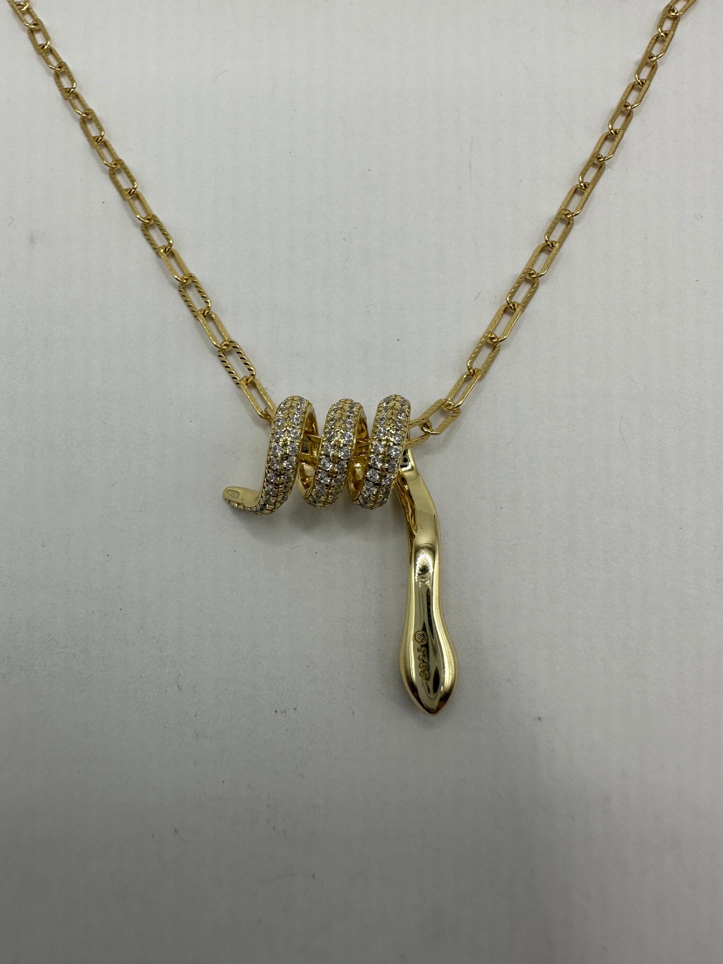 Vintage Golden 925 Sterling Silver Snake Choker Necklace