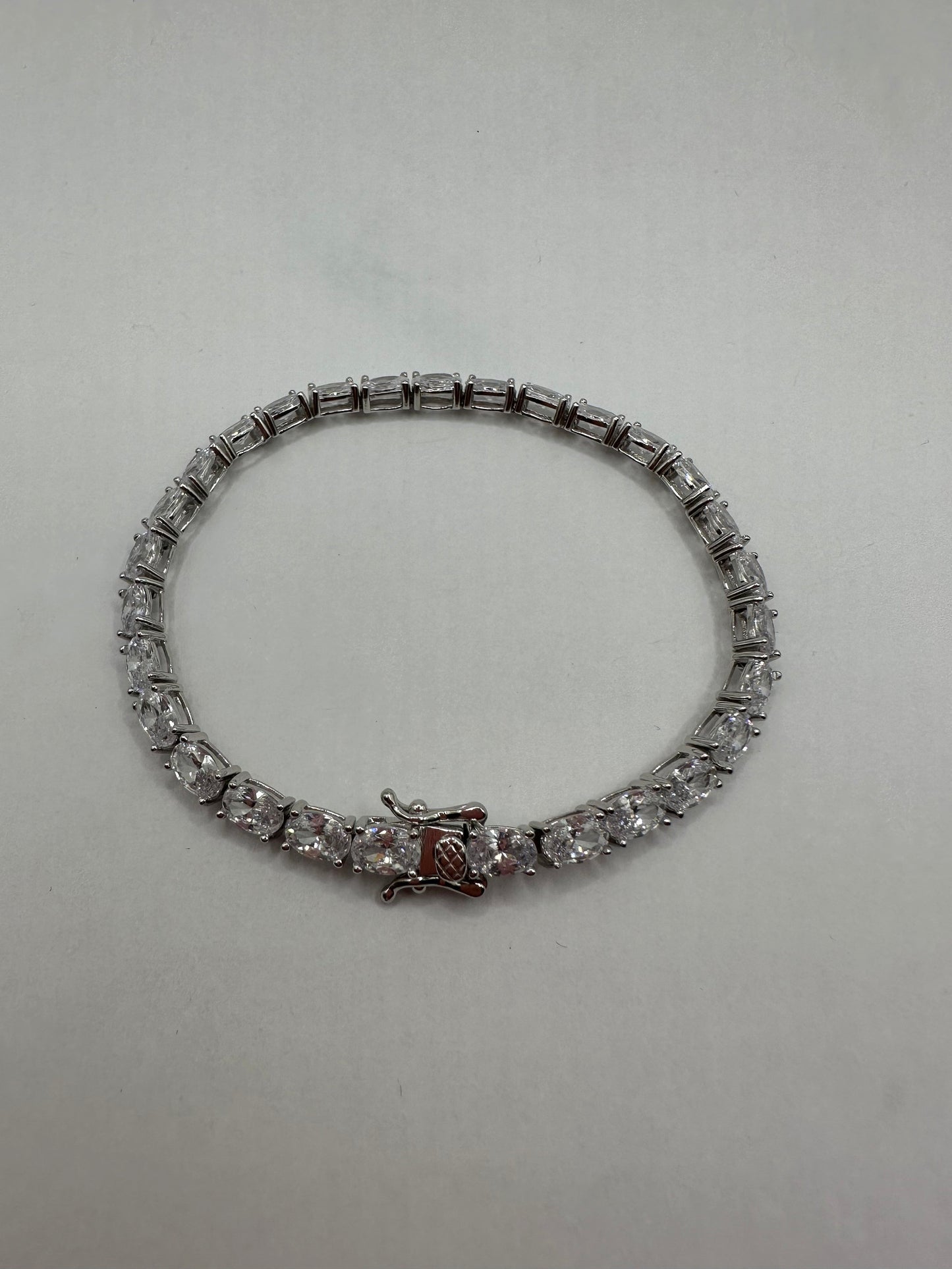 Vintage Silver Tennis Bracelet | Cubic Zirconia Crystal Diamond Bracelet 925 Sterling Silver