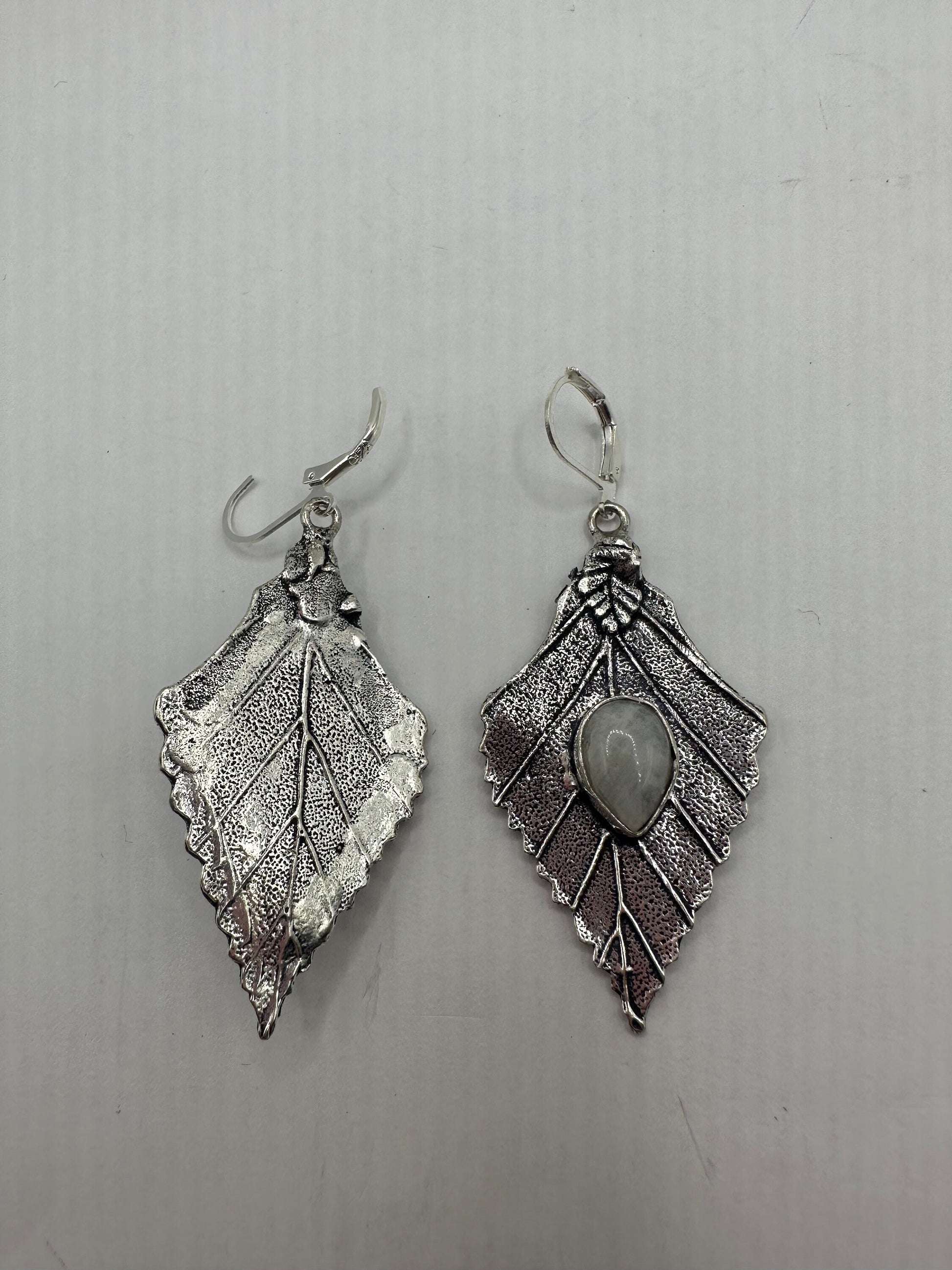 Vintage Rainbow Moonstone Silver Dangle Earrings